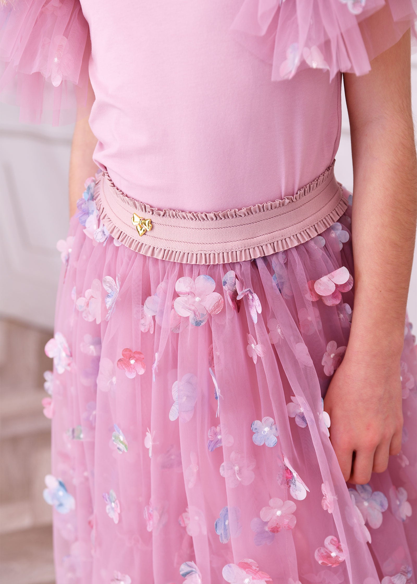 Ariana Petal Tulle Skirt Lilac Rose