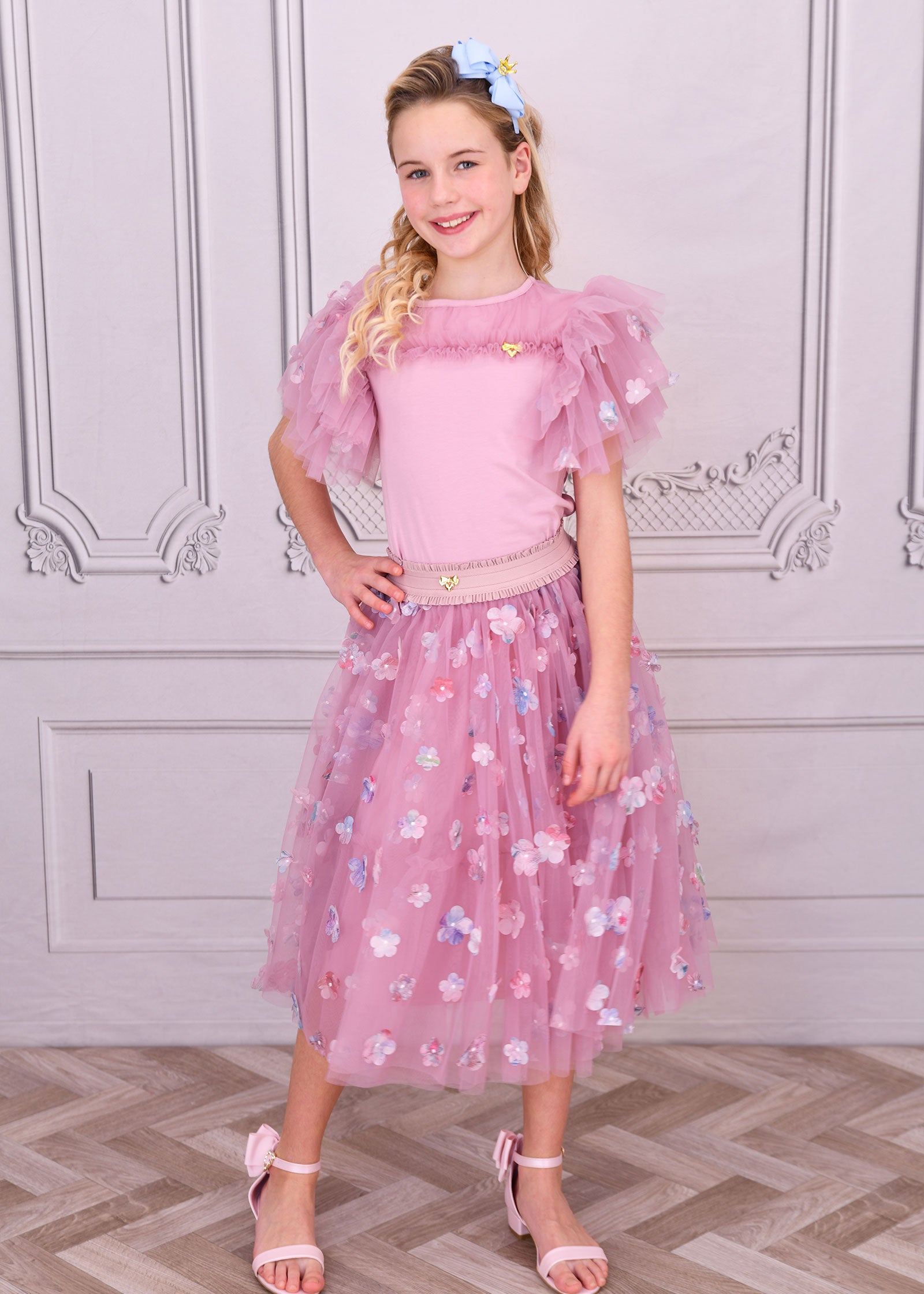 Ariana Petal Sleeve Top Lilac Rose