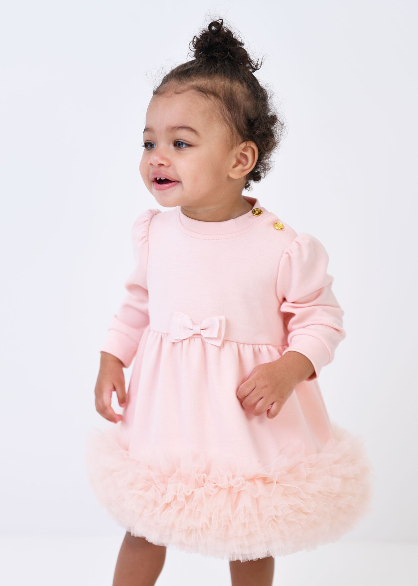 Dawn Tulle Trim Baby Dress Blush Pink