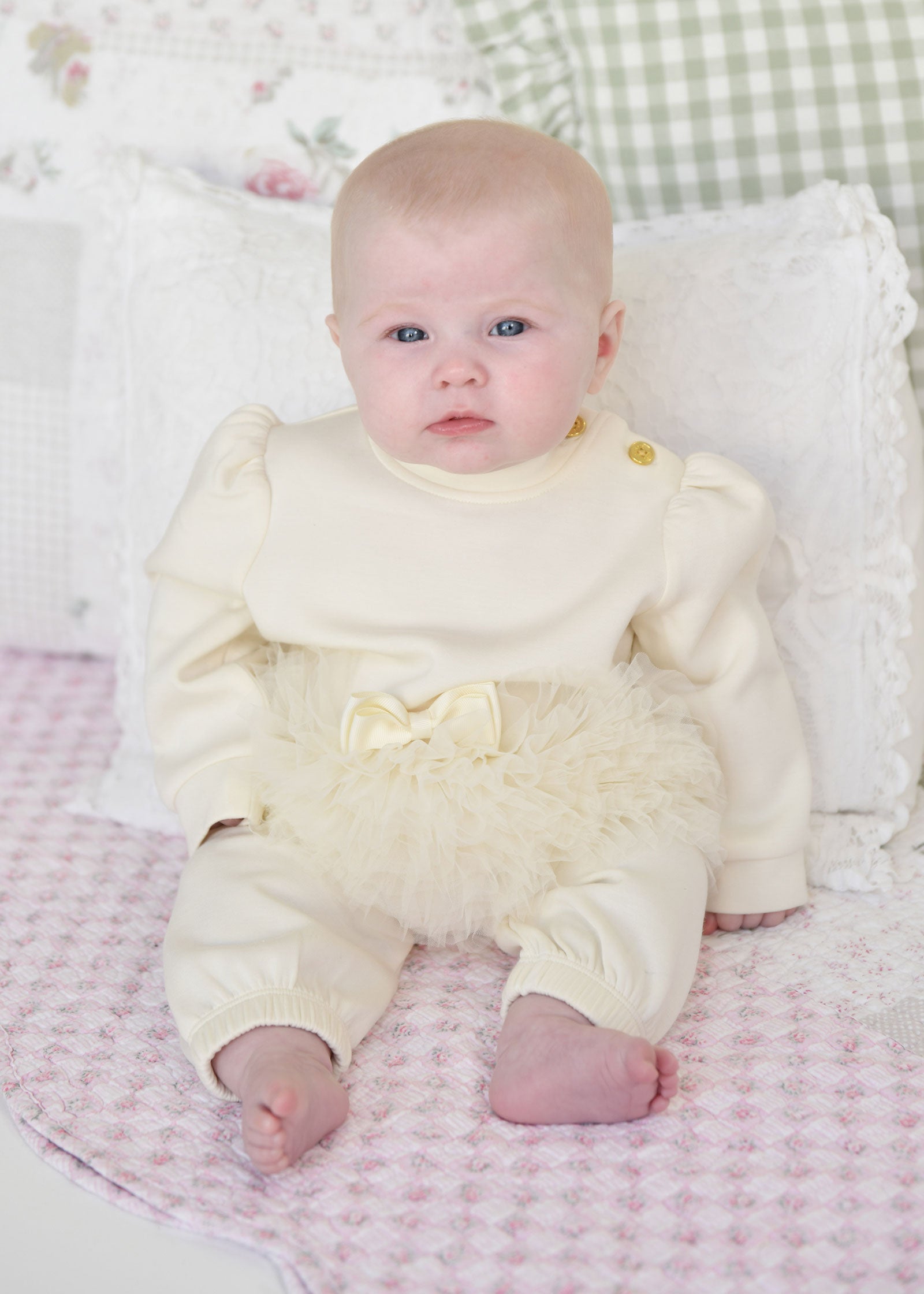 Deonne Tulle Trim Baby Tracksuit Vanilla