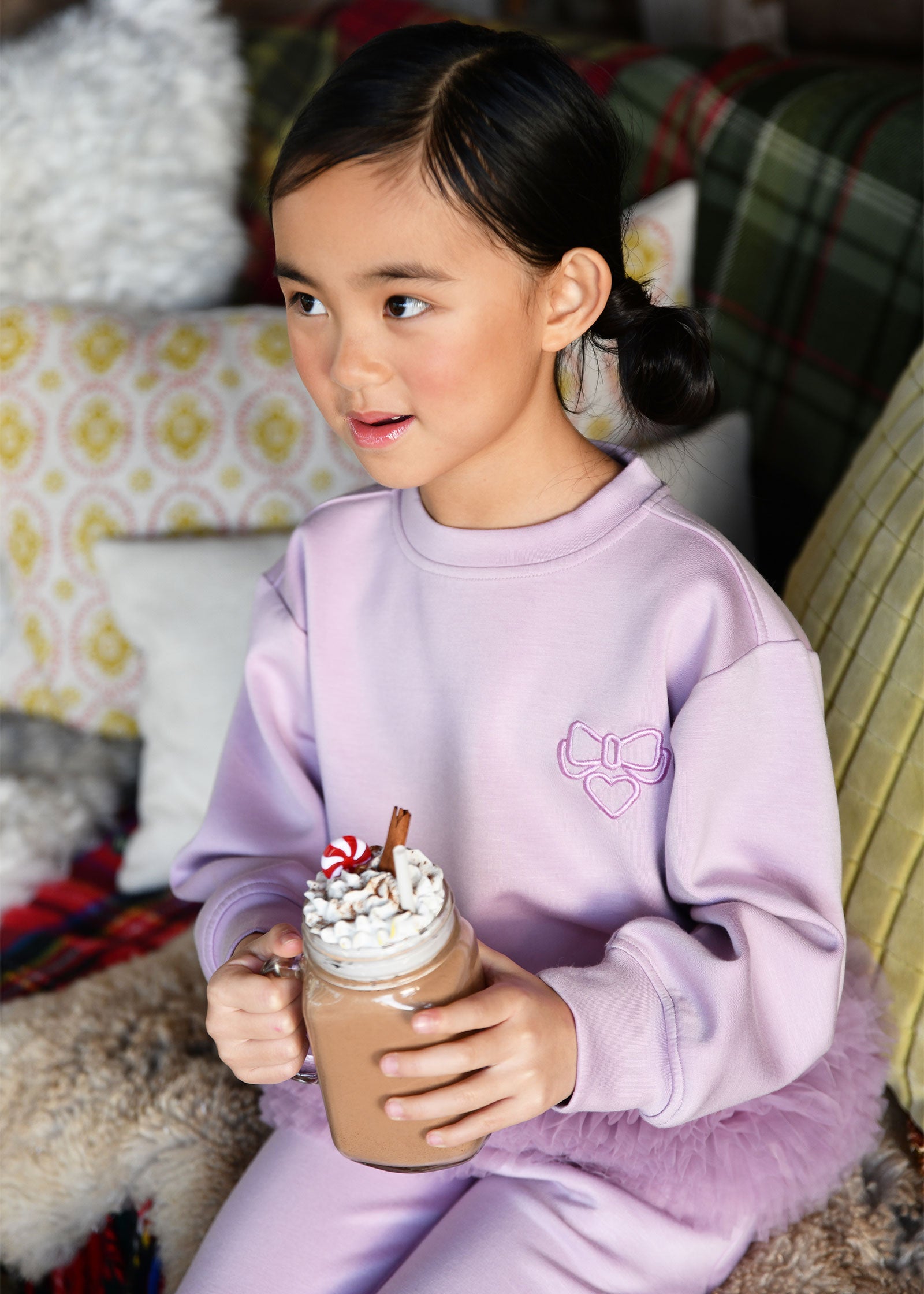 Deonne Tulle Trim Top and Jogger Set Lilac