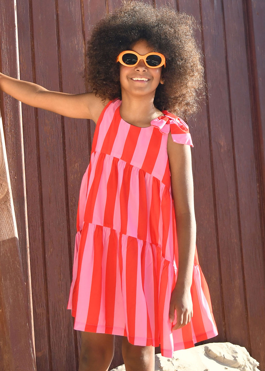 fitted lace wedding dress Fallon Striped Dress Pink/Red – Angel's Face