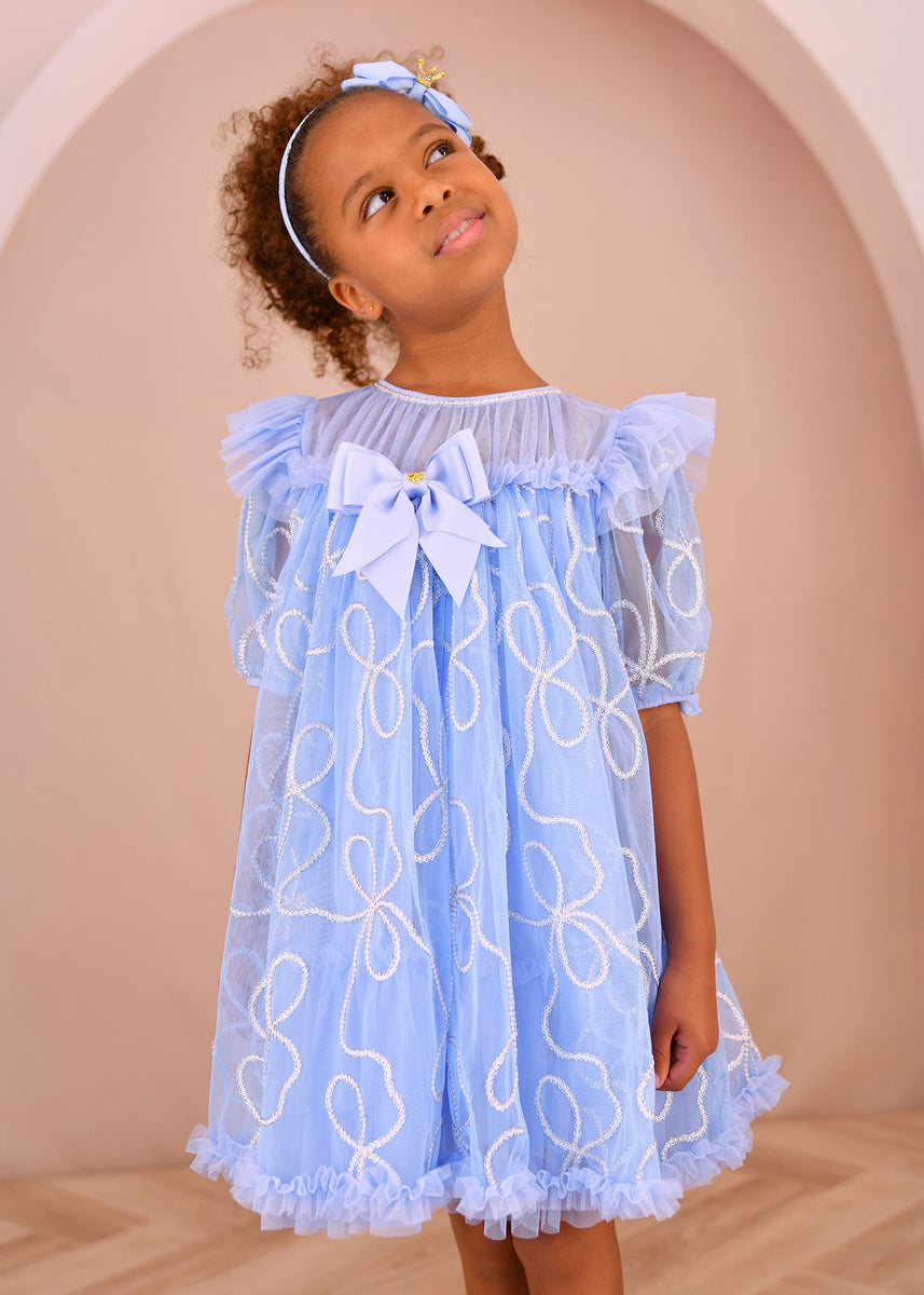 isabella blue dress 3D Tulle Pretty Color:Nightfall Combo Palm Princess Pink and Blue ethereal glow black tie shoes