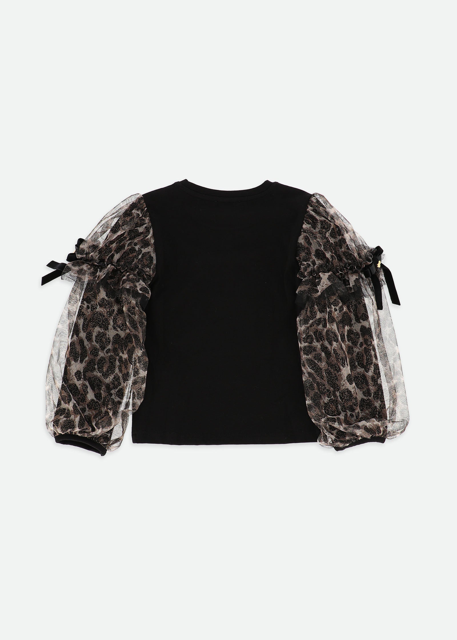 Lila Leopard Tulle Sleeve Top Black
