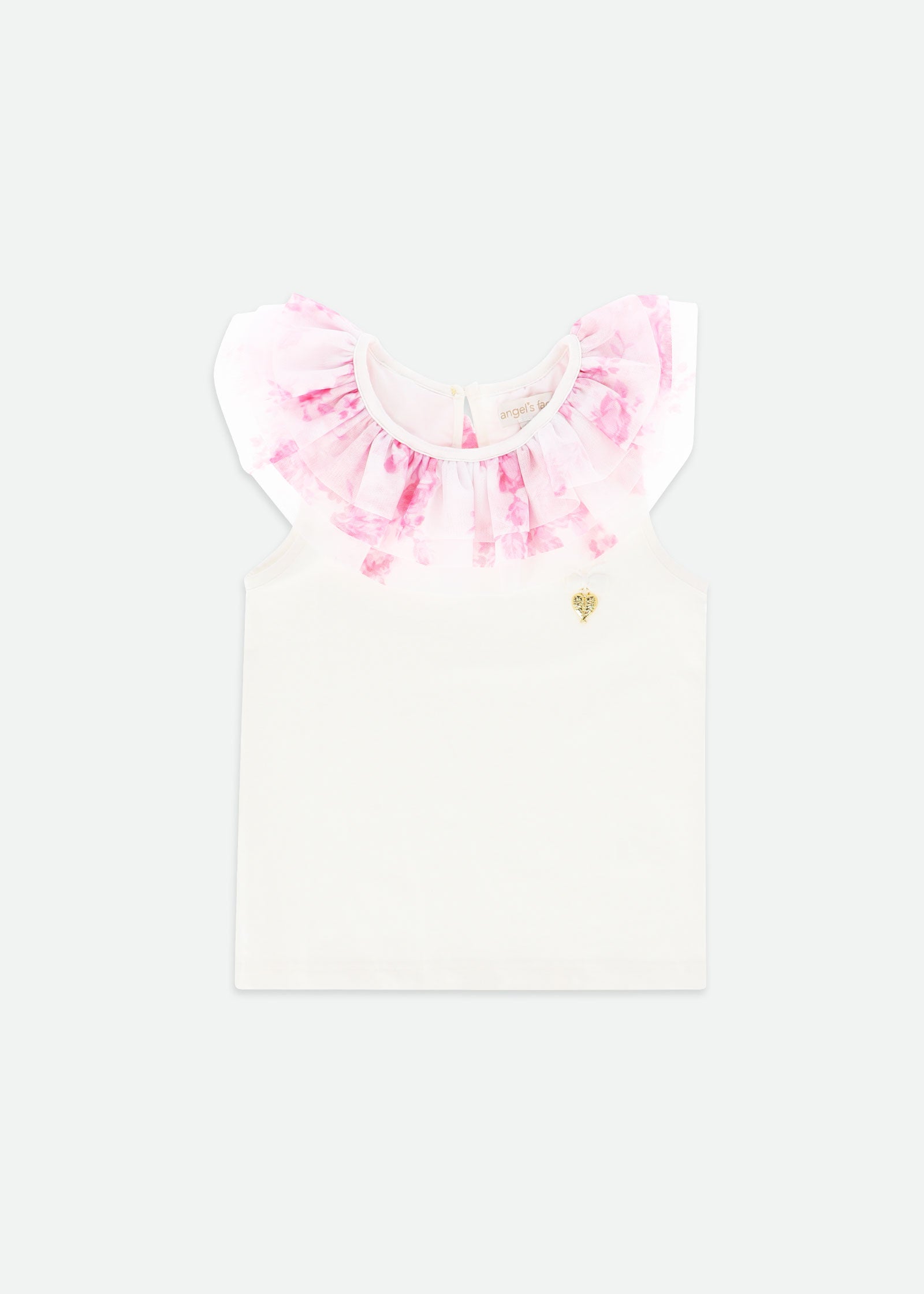 Marlene Roses Ruffle Top Snowdrop/Pink