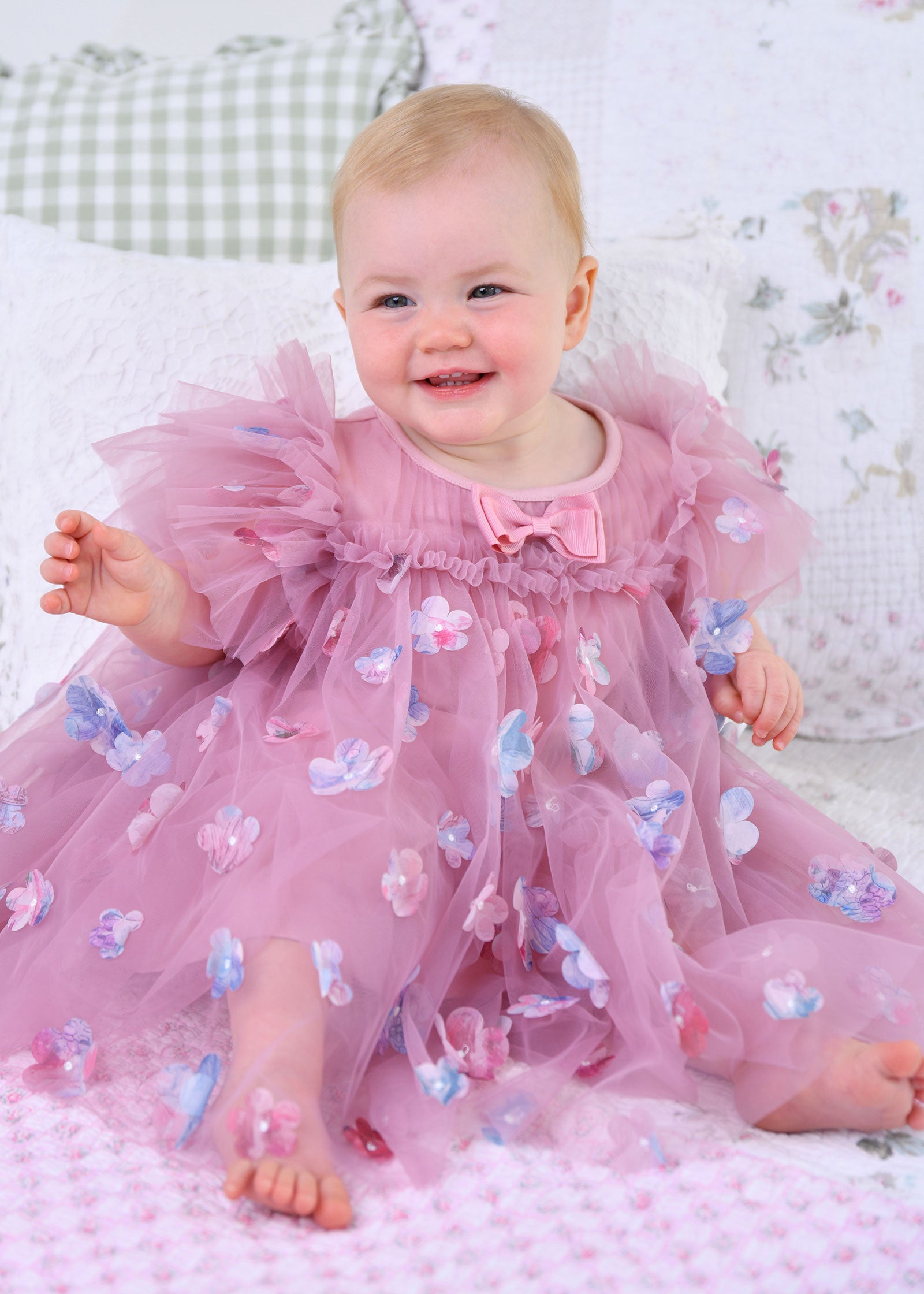 Marlowe Baby Petal Tulle Dress Lilac Rose