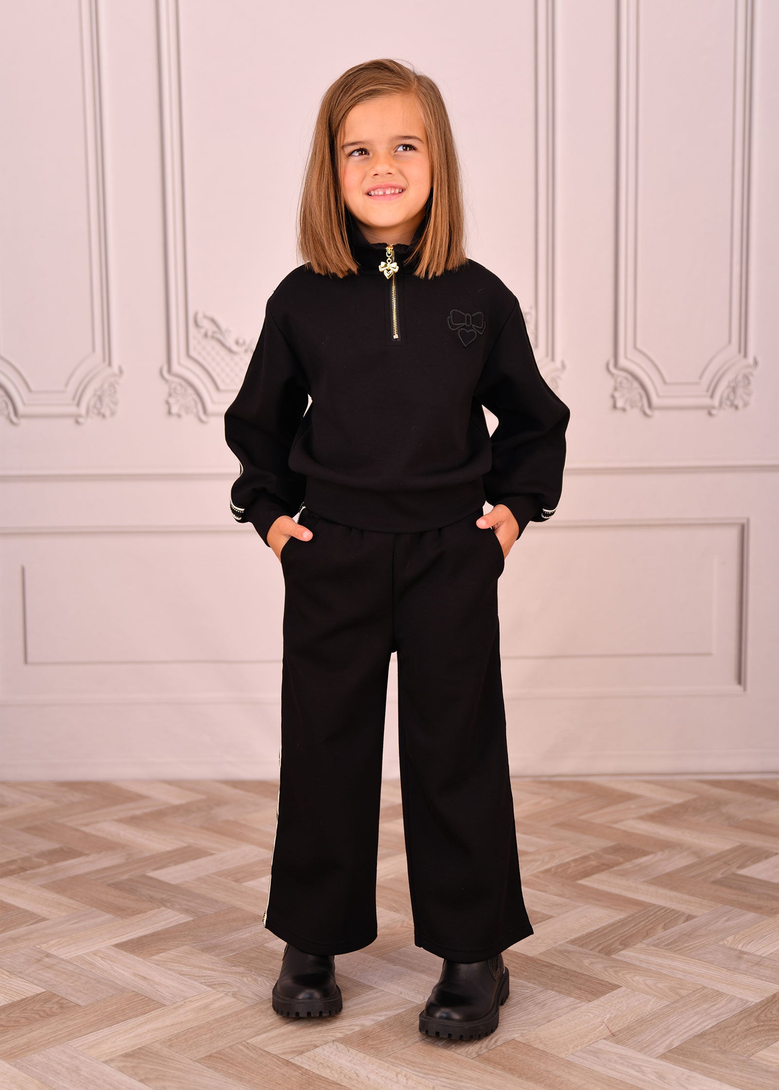 Molly Half Zip and Jogger Set Black