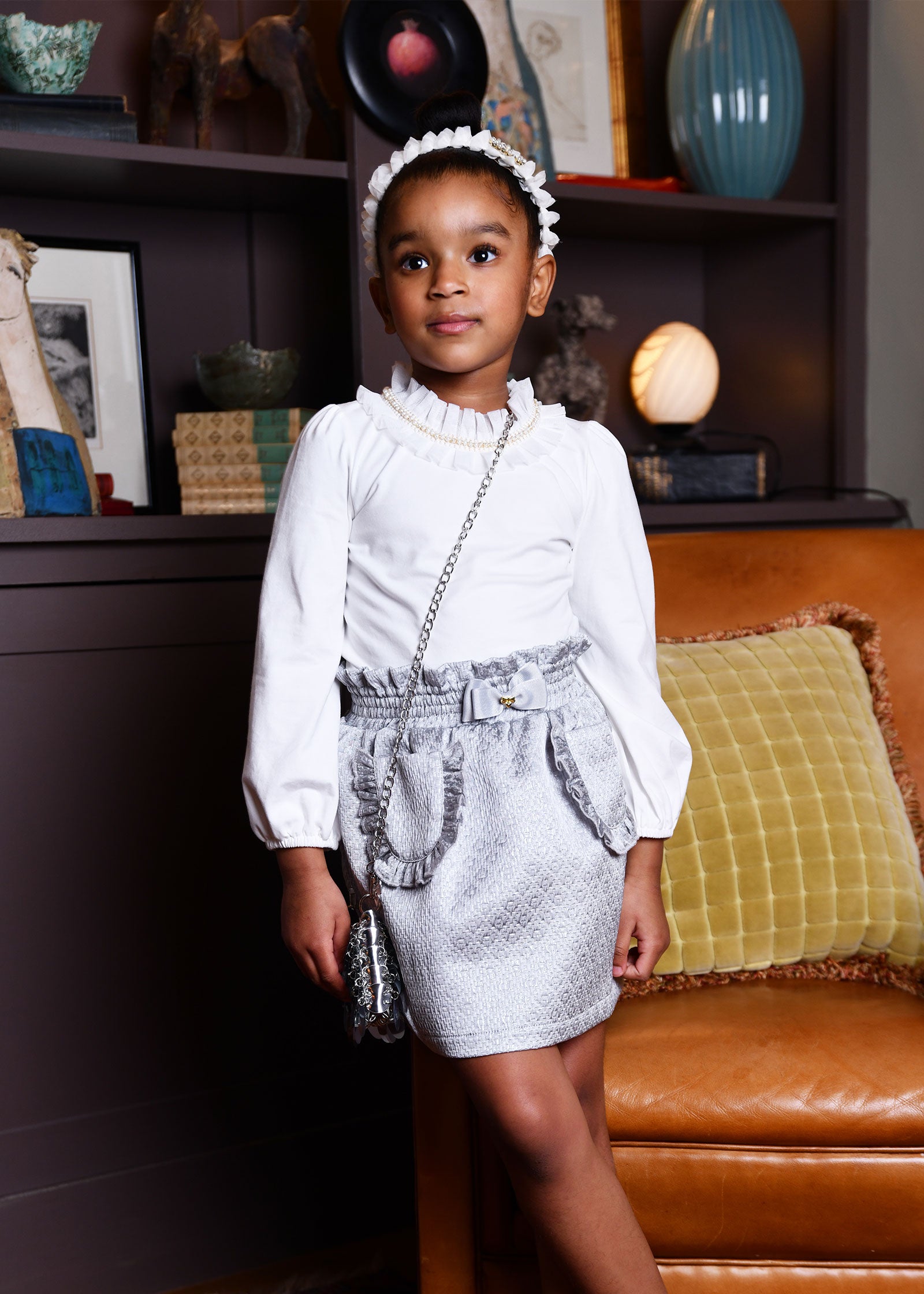 Nell Pleated Collar Top Snowdrop