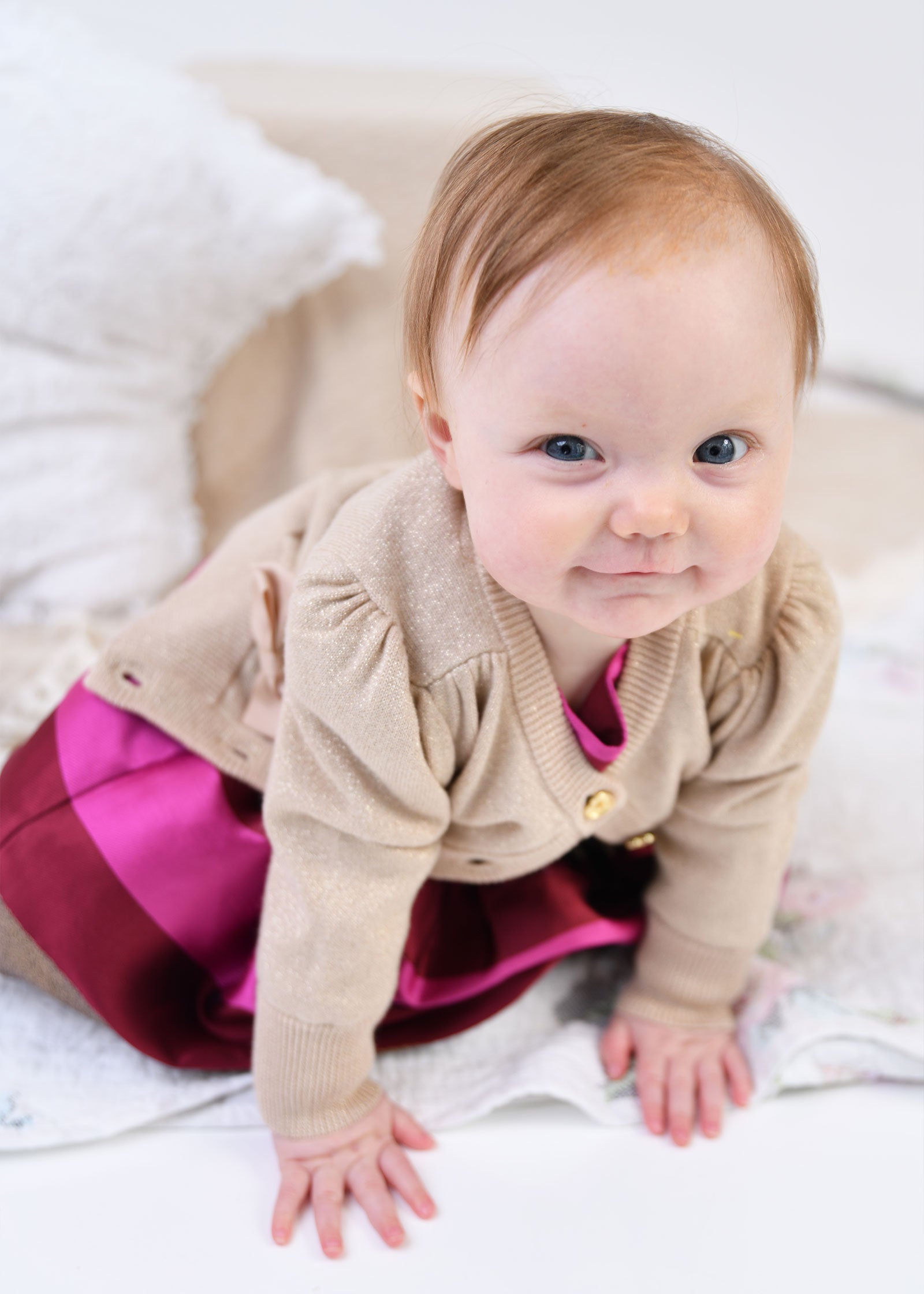 Nicolette Metallic Baby Cardigan Sand