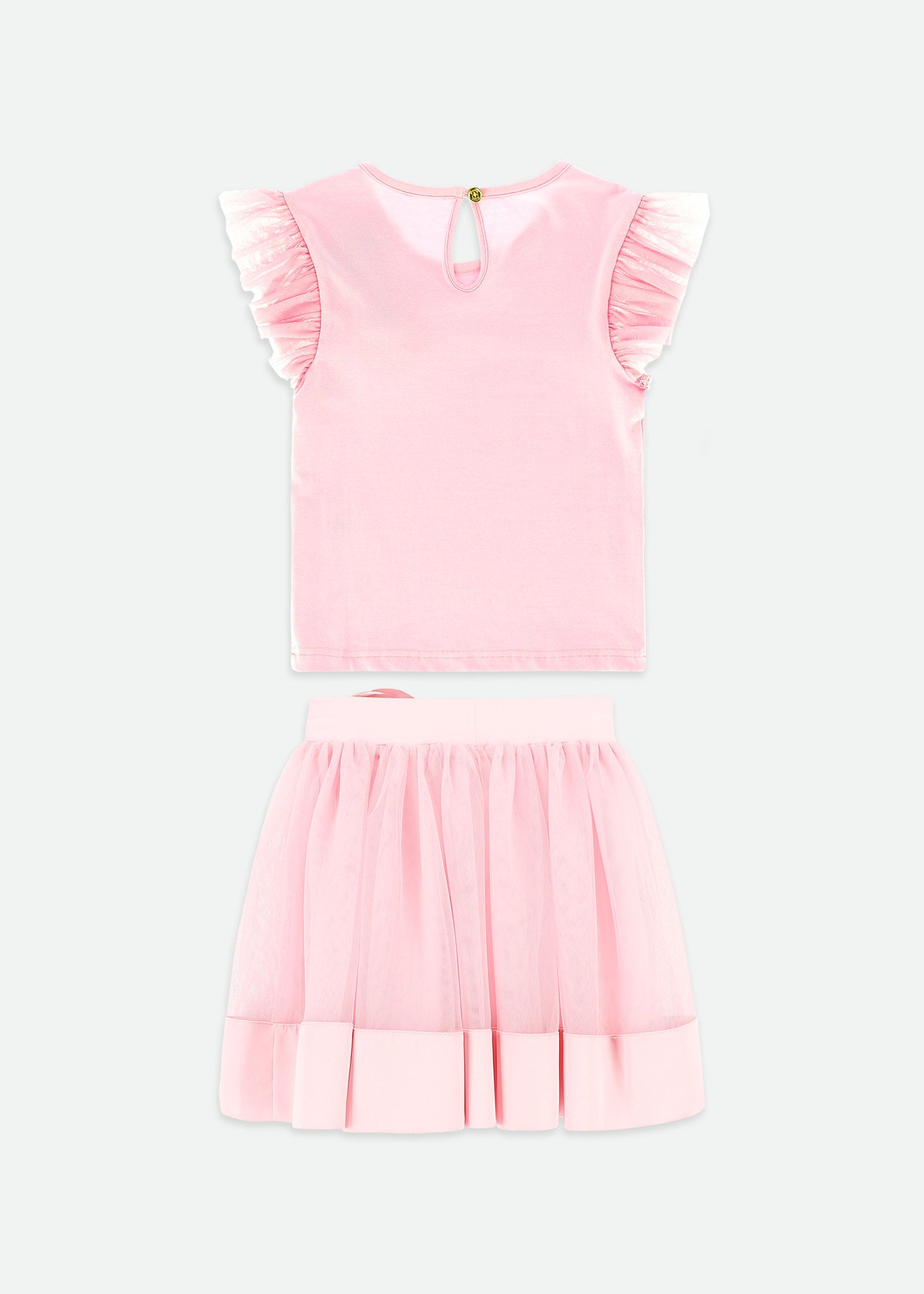 Priscilla Satin Trim Top and Skirt Set Fairy Pink