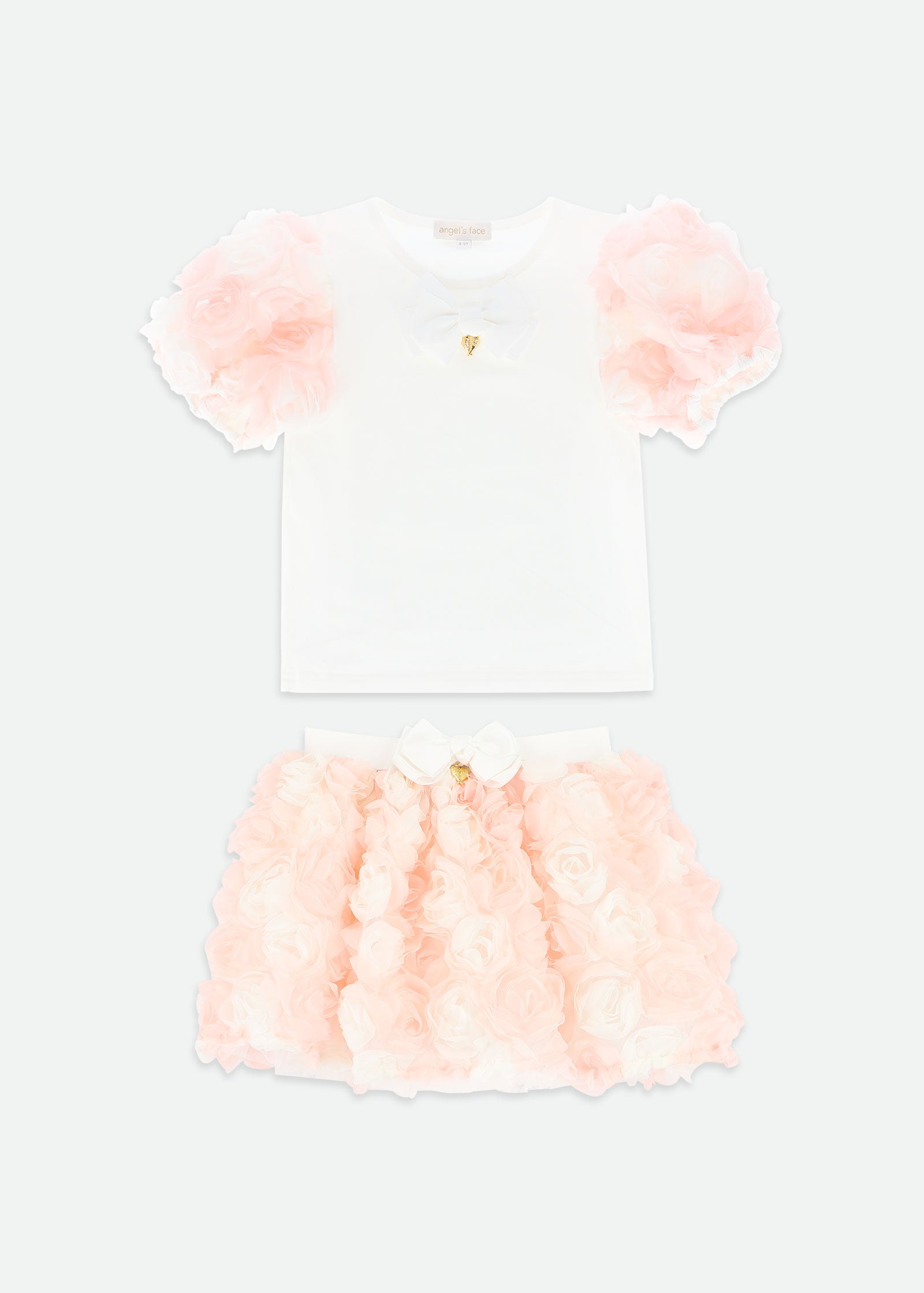 Roses Top and Skirt Set Snowdrop/Pink