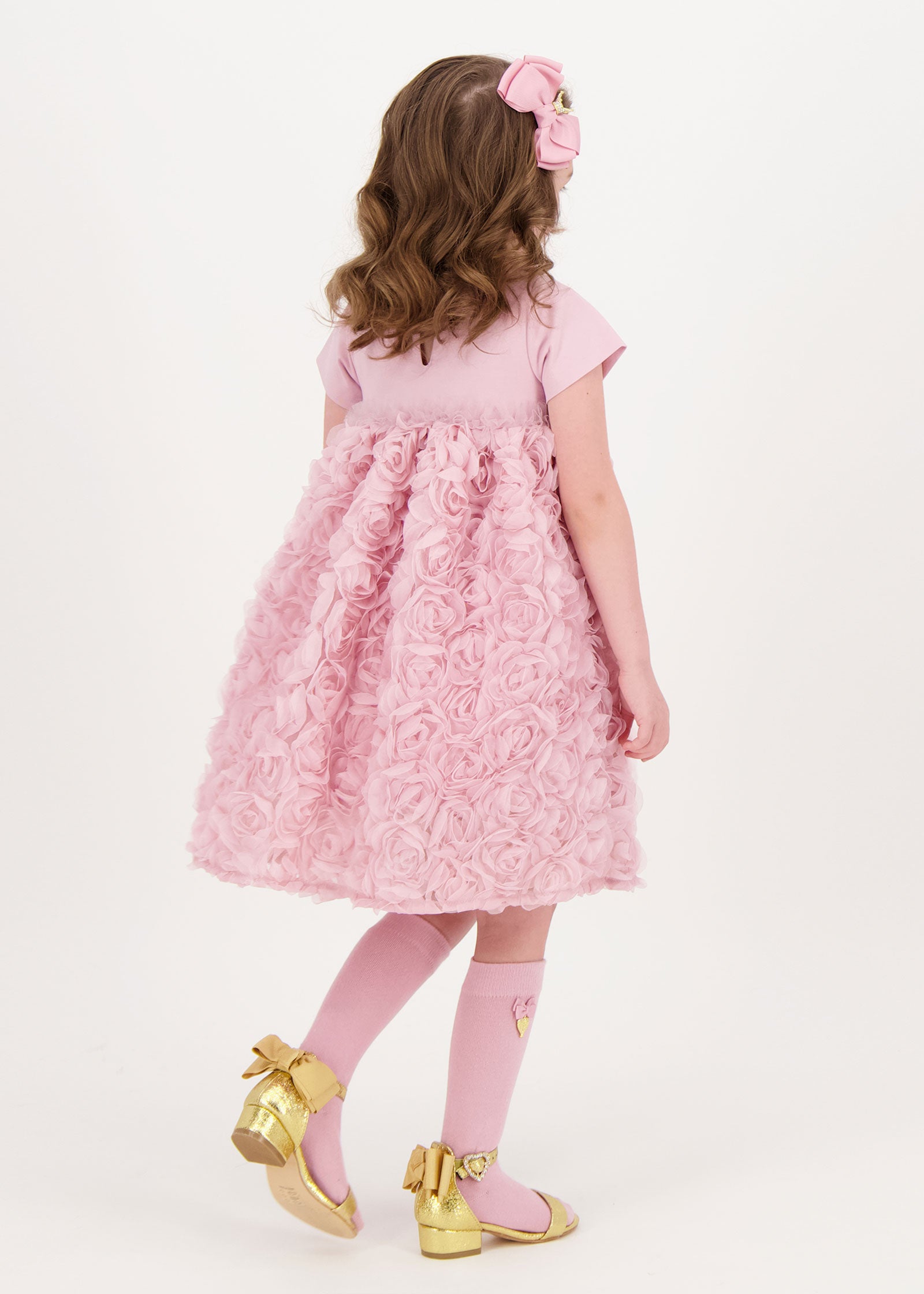 Talia 3D Roses Dress Tea Rose