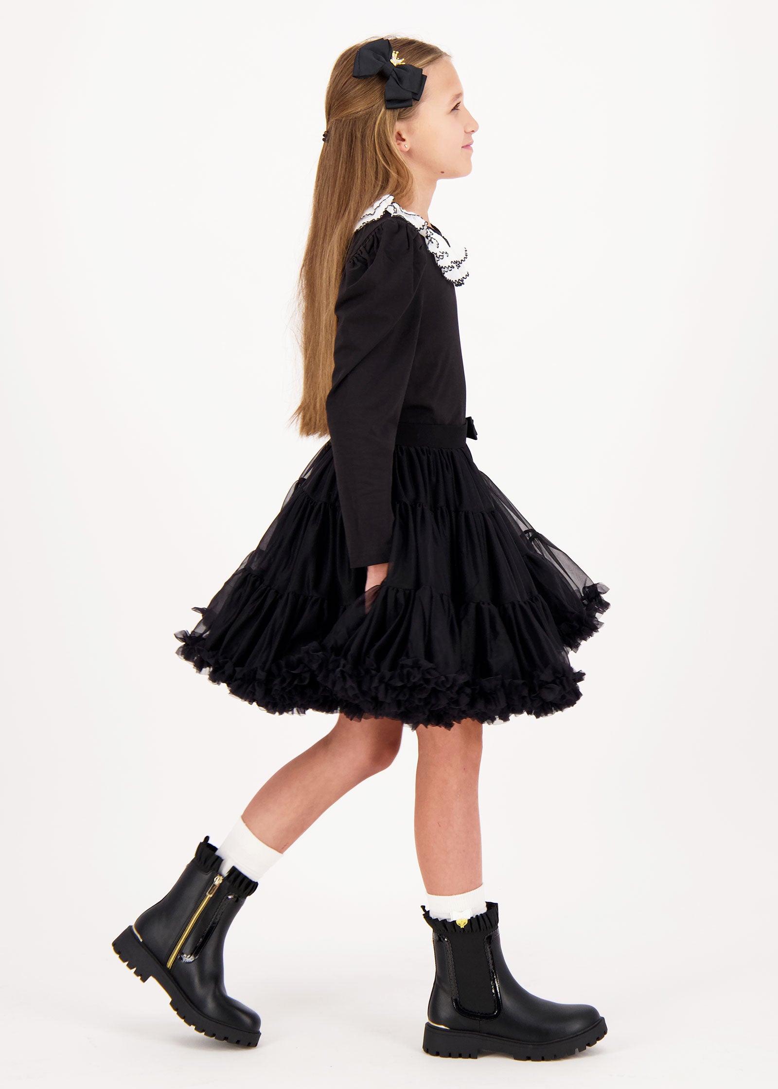 Thelma Pleated Collar Top Black