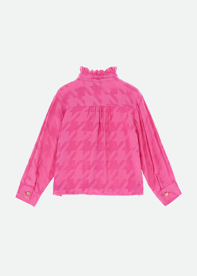Dana Houndstooth Blouse Pop Pink