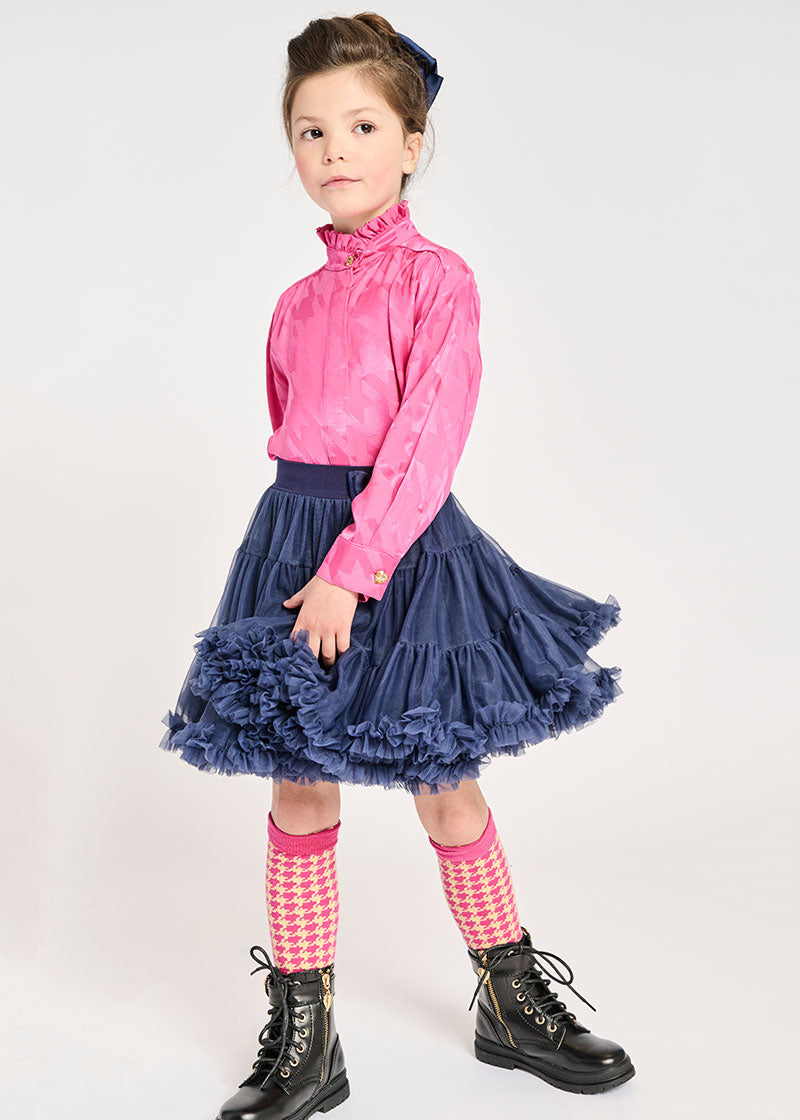 Dana Houndstooth Blouse Pop Pink