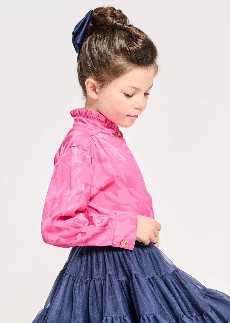 Dana Houndstooth Blouse Pop Pink