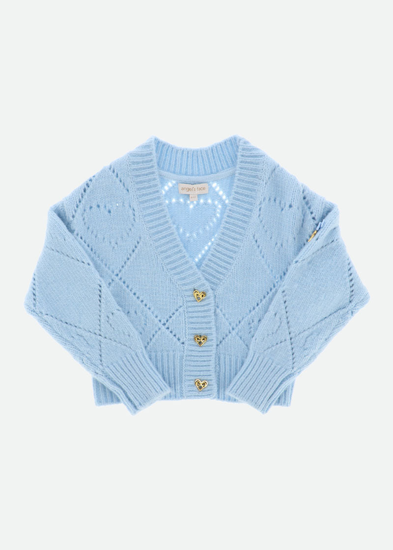 Lou Heart Knit Cardigan Blue