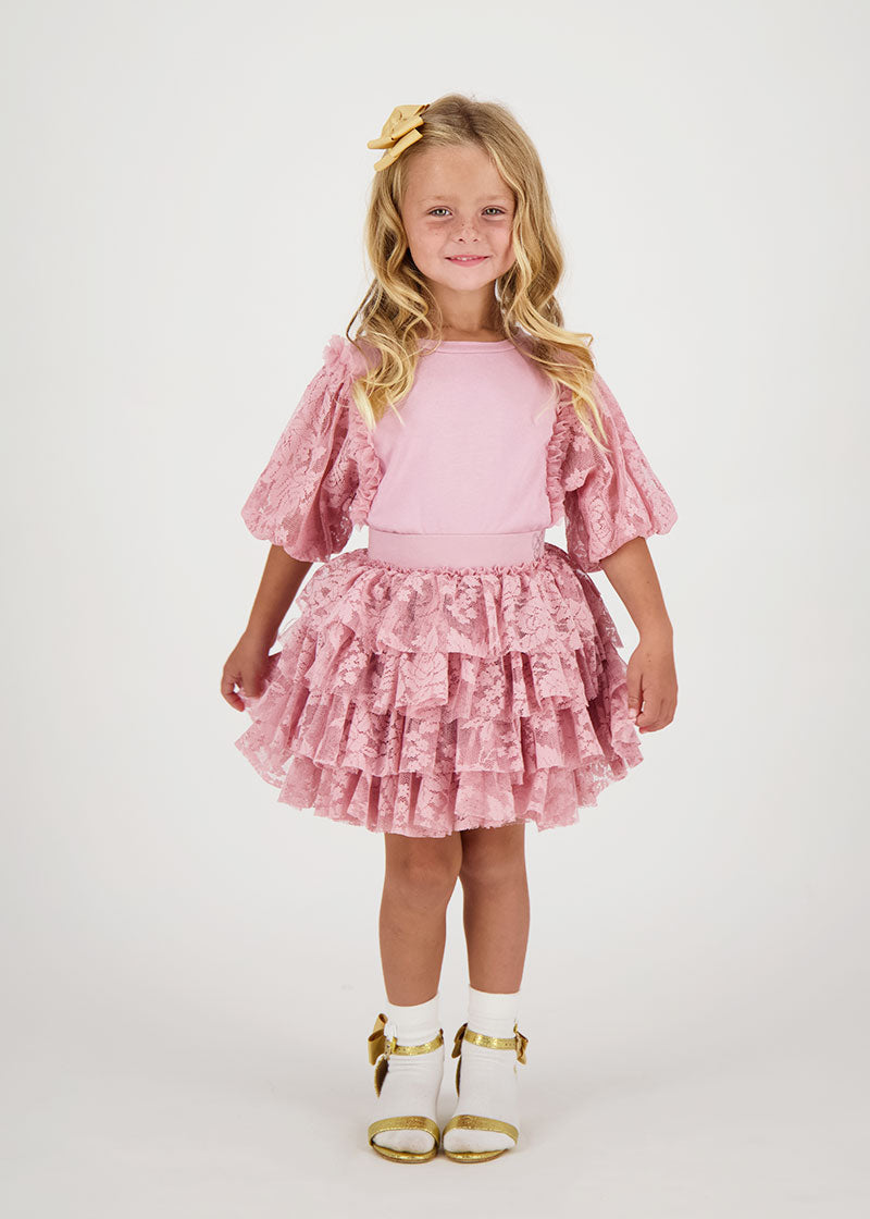 Abbie Lace Skirt Tea Rose