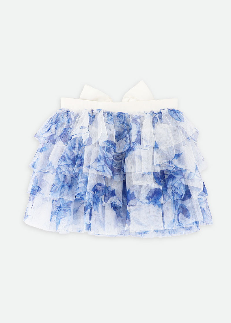 Abbie Blue Flower Skirt Snowdrop