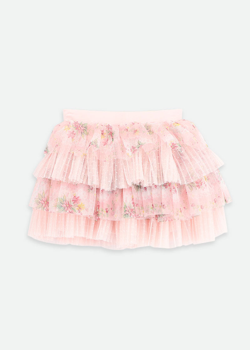 Abbie Floral Mix Skirt Pale Pink