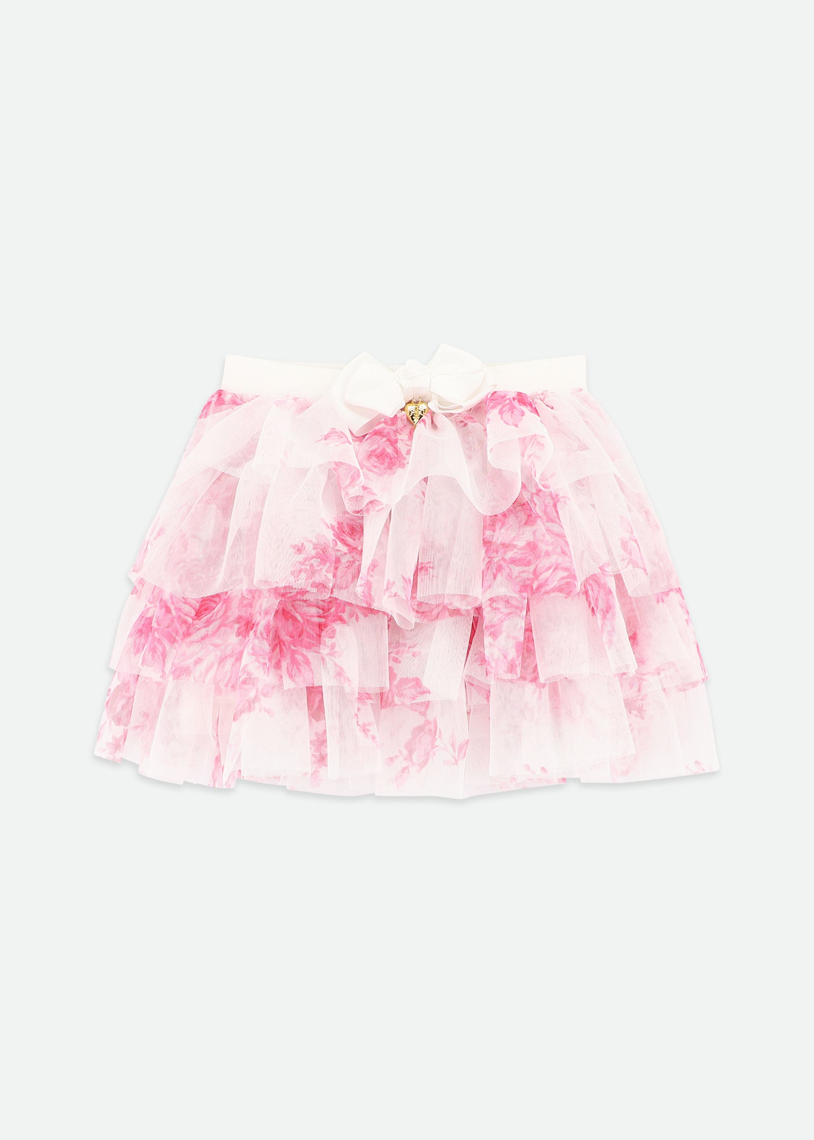 Abbie Roses Tulle Skirt Snowdrop/Pink