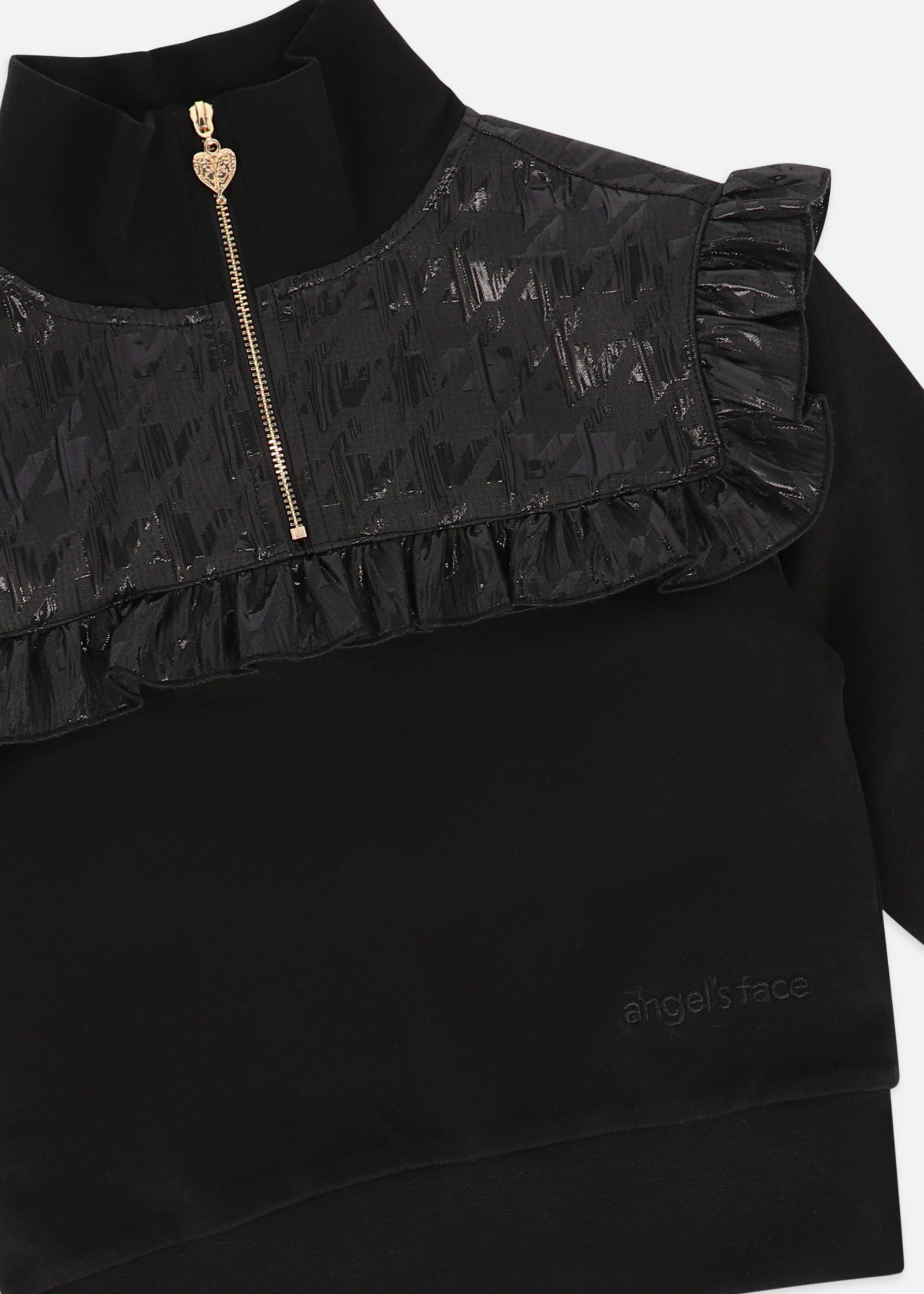 Adalene Jacquard Panel Sweat Top Black