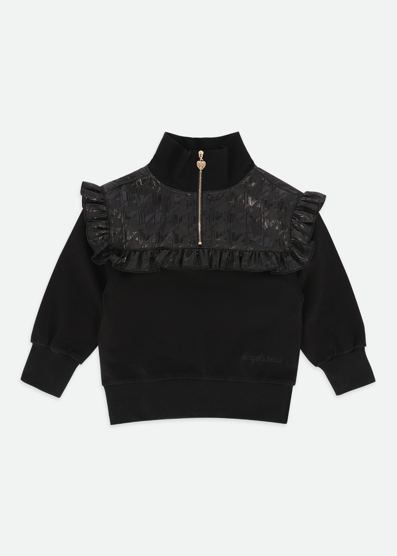 Adalene Jacquard Panel Sweat Top Black