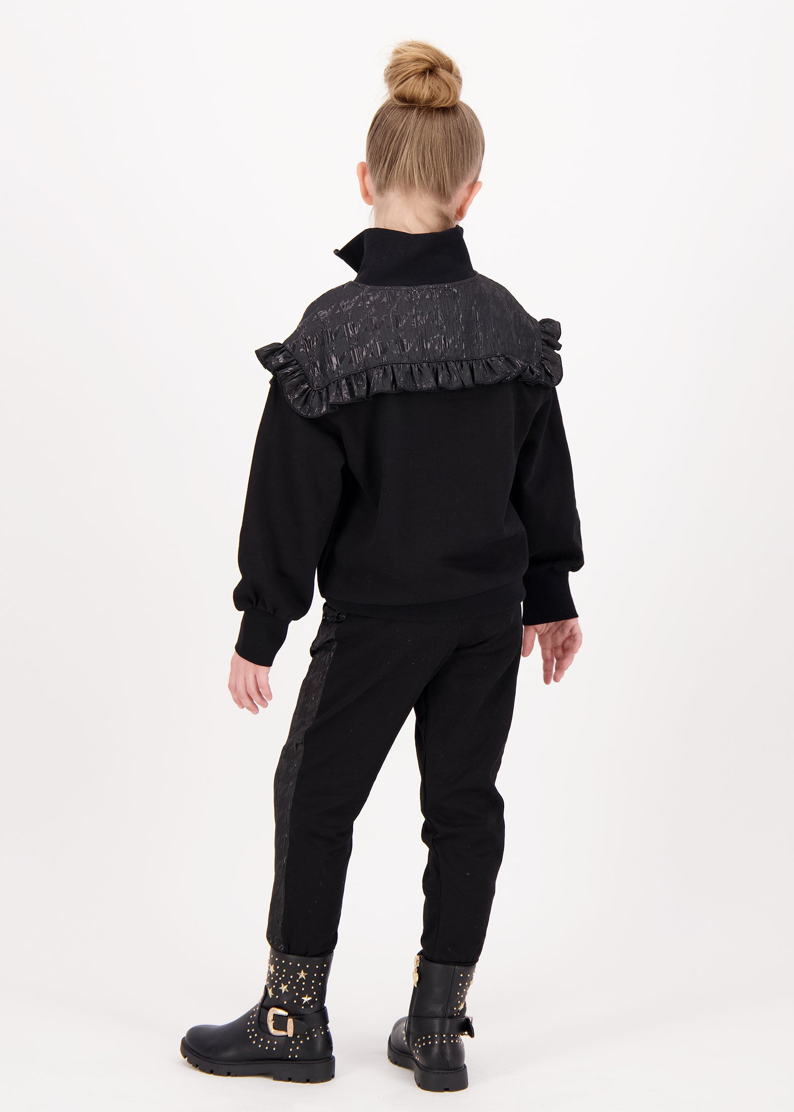 Adalene Jacquard Panel Sweat Top Black