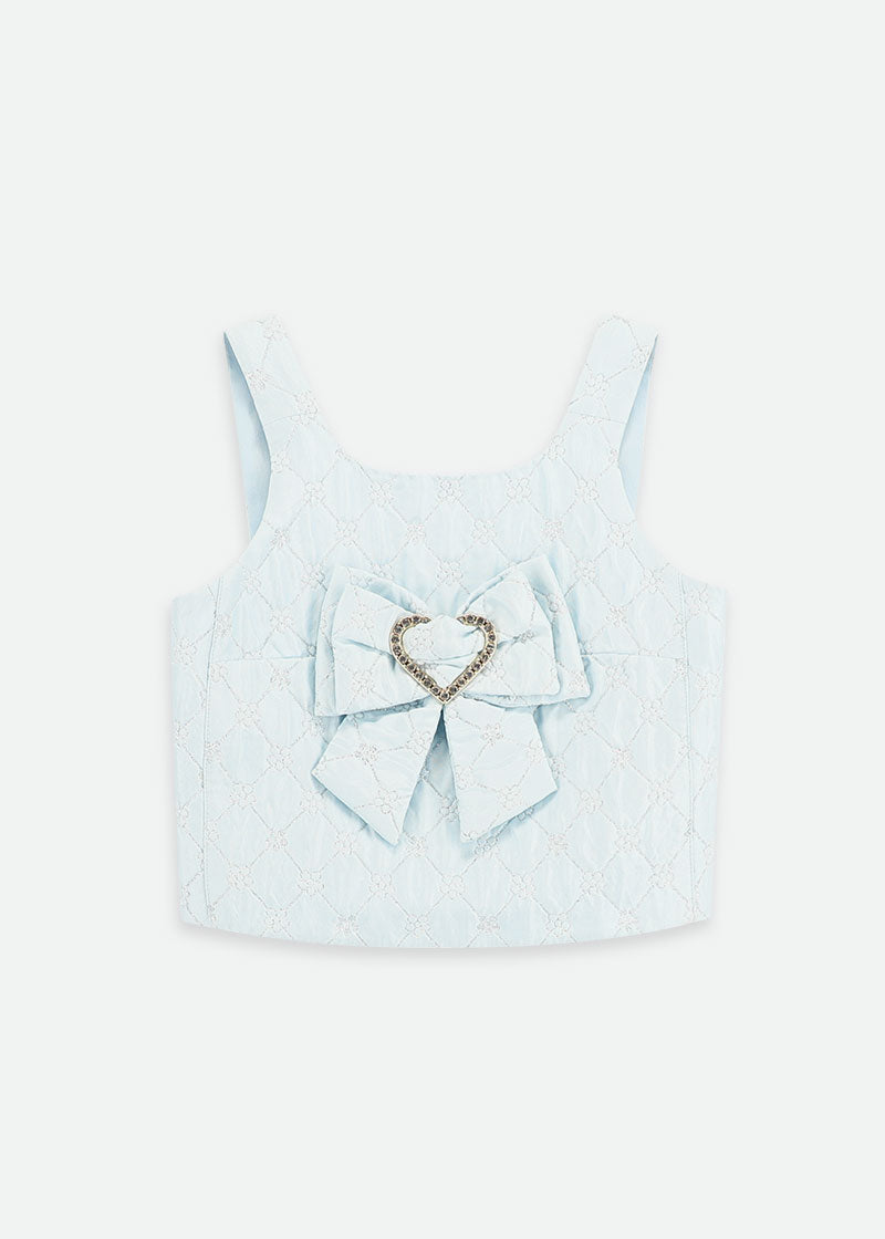 Adeana Metallic Flower Top Pale Blue