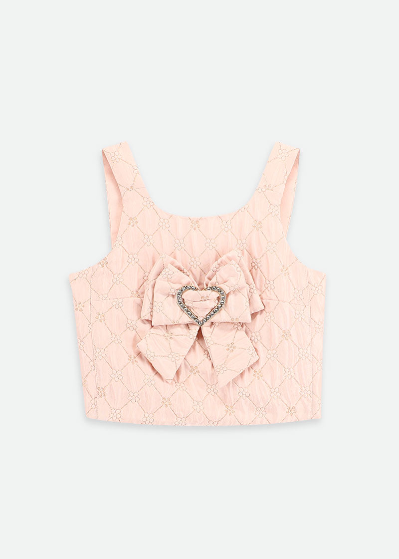 Adeana Metallic Flower Top Blush Pink