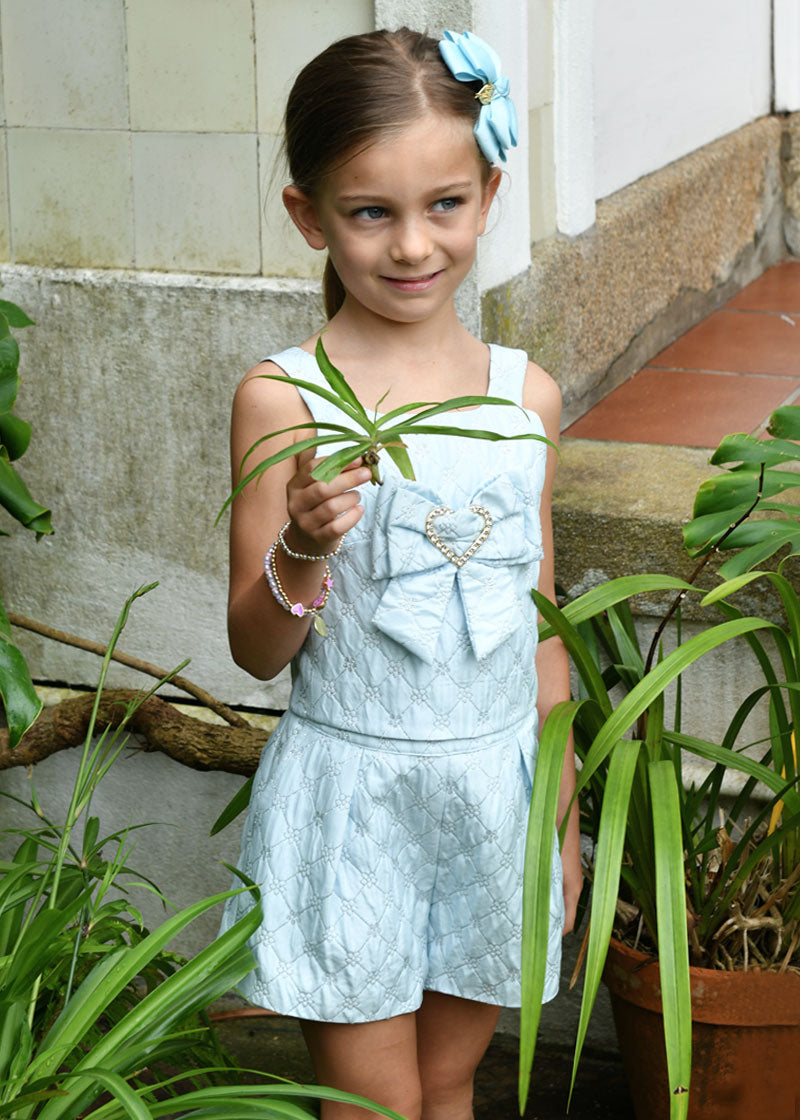 Adeana Metallic Flower Top Pale Blue