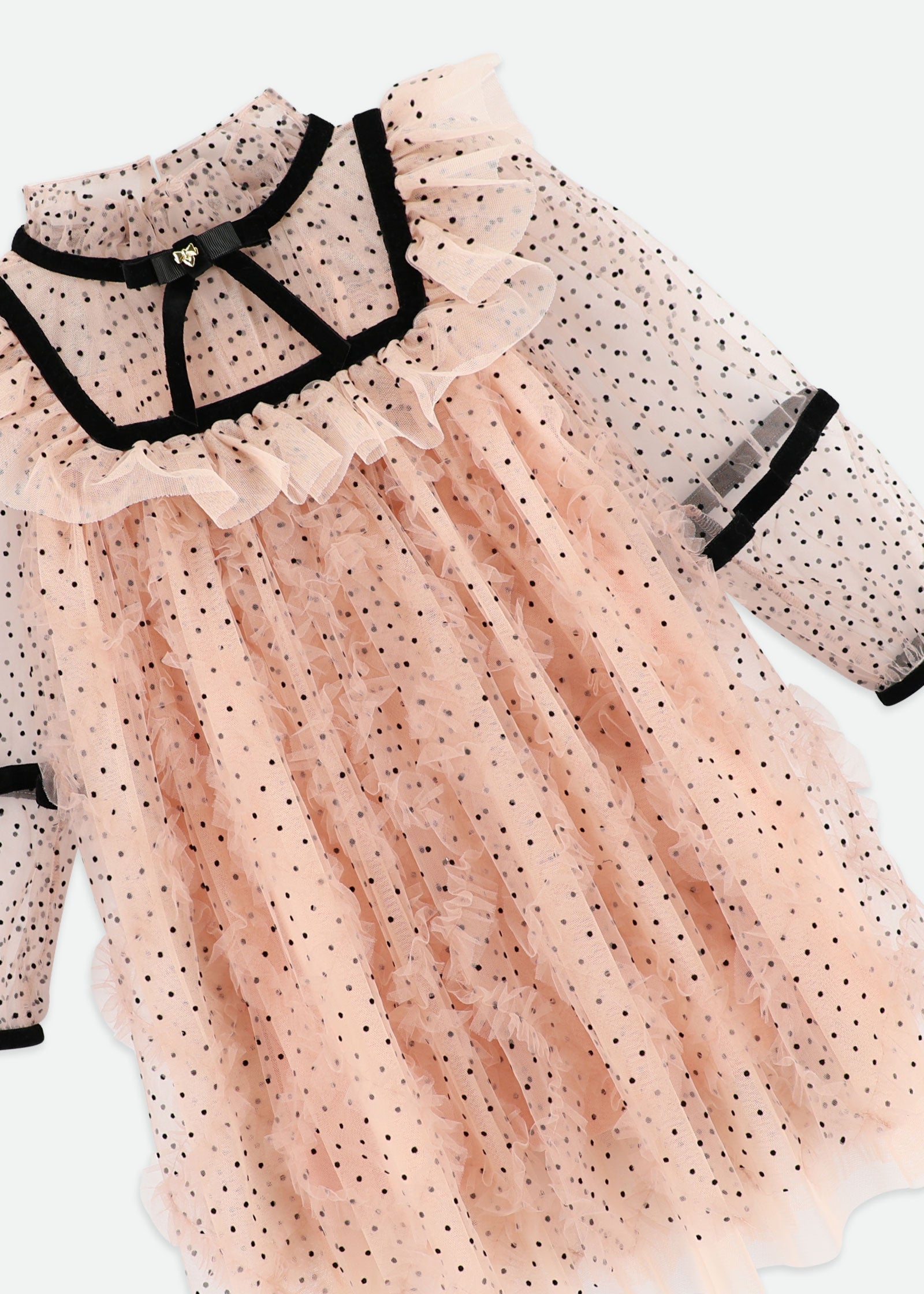 Adelia Flock Dotted Tulle Dress Blush Pink