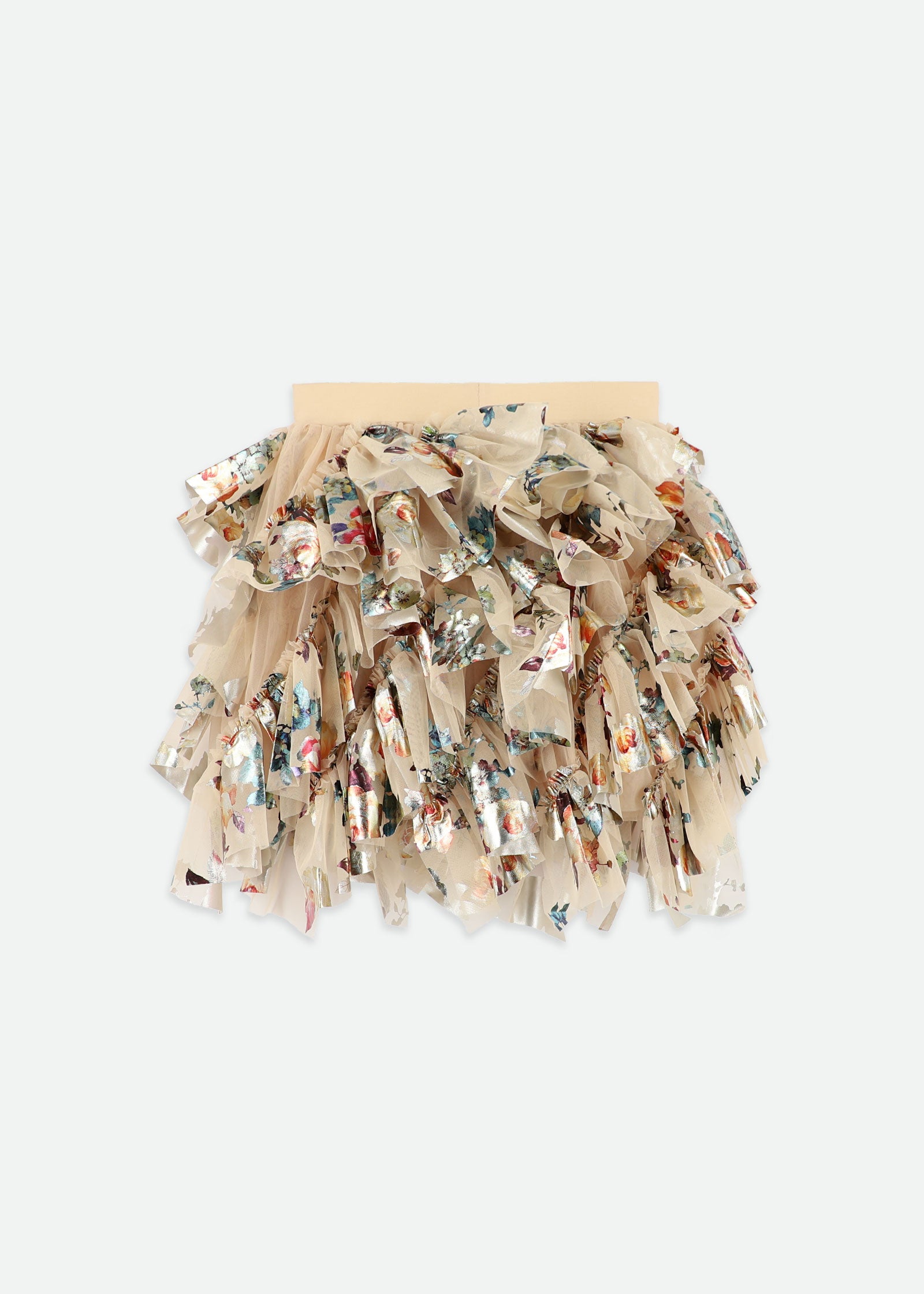 Adva Foil Print Tulle Skirt Gold