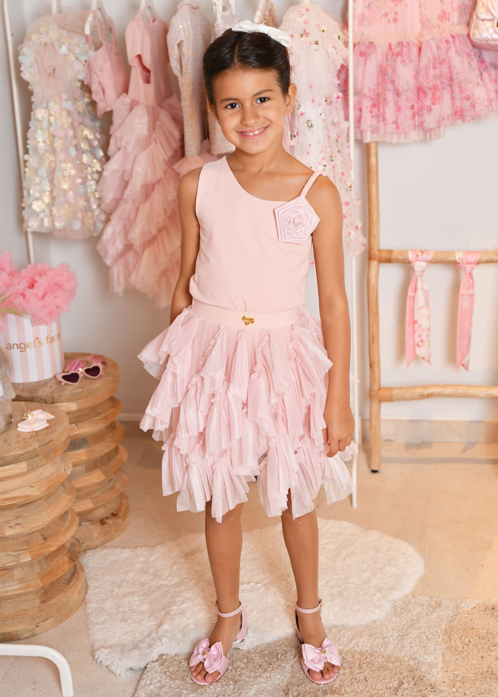 Adva Sparkle Tulle Skirt Sweet Blush