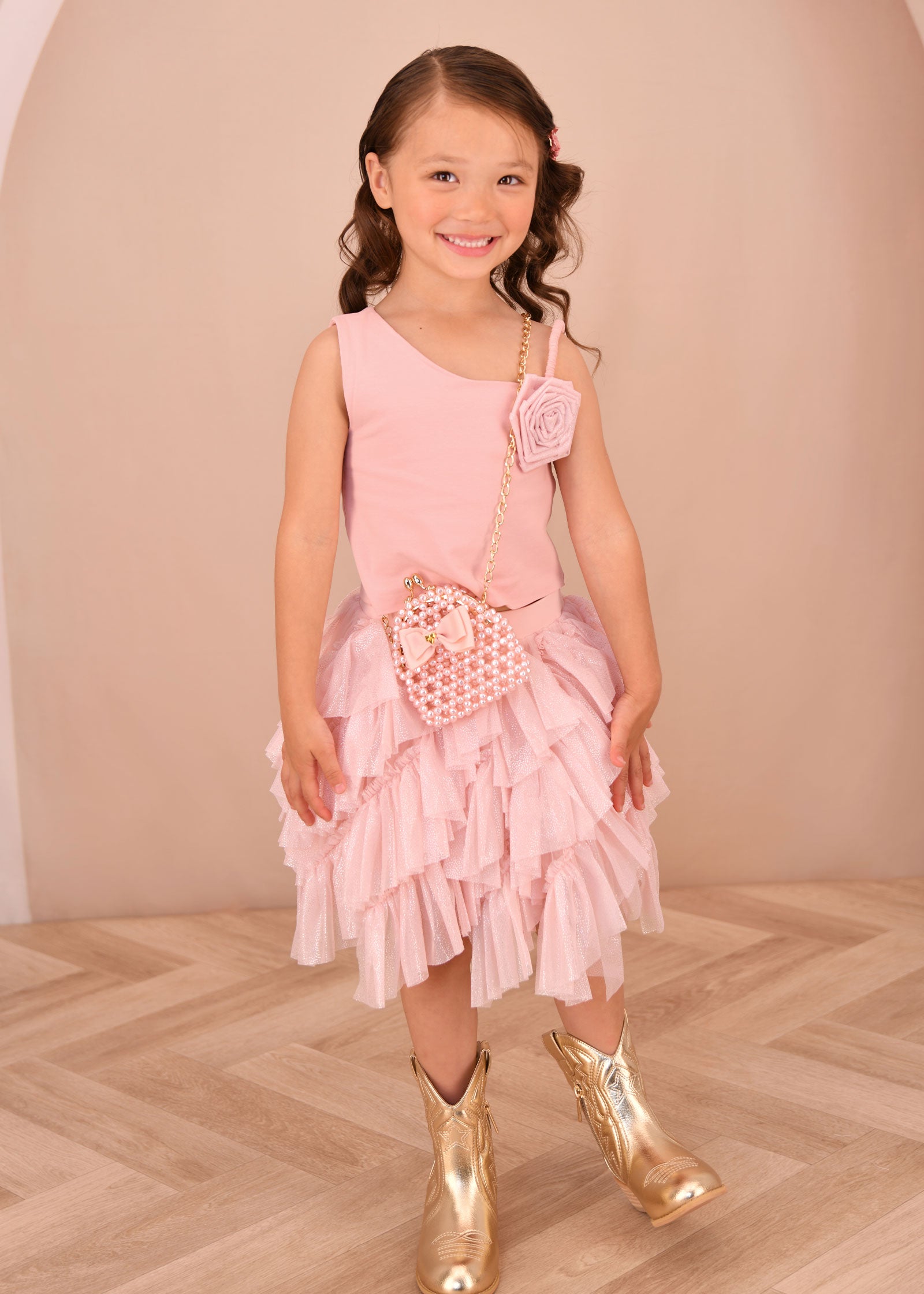 Adva Sparkle Tulle Skirt Sweet Blush