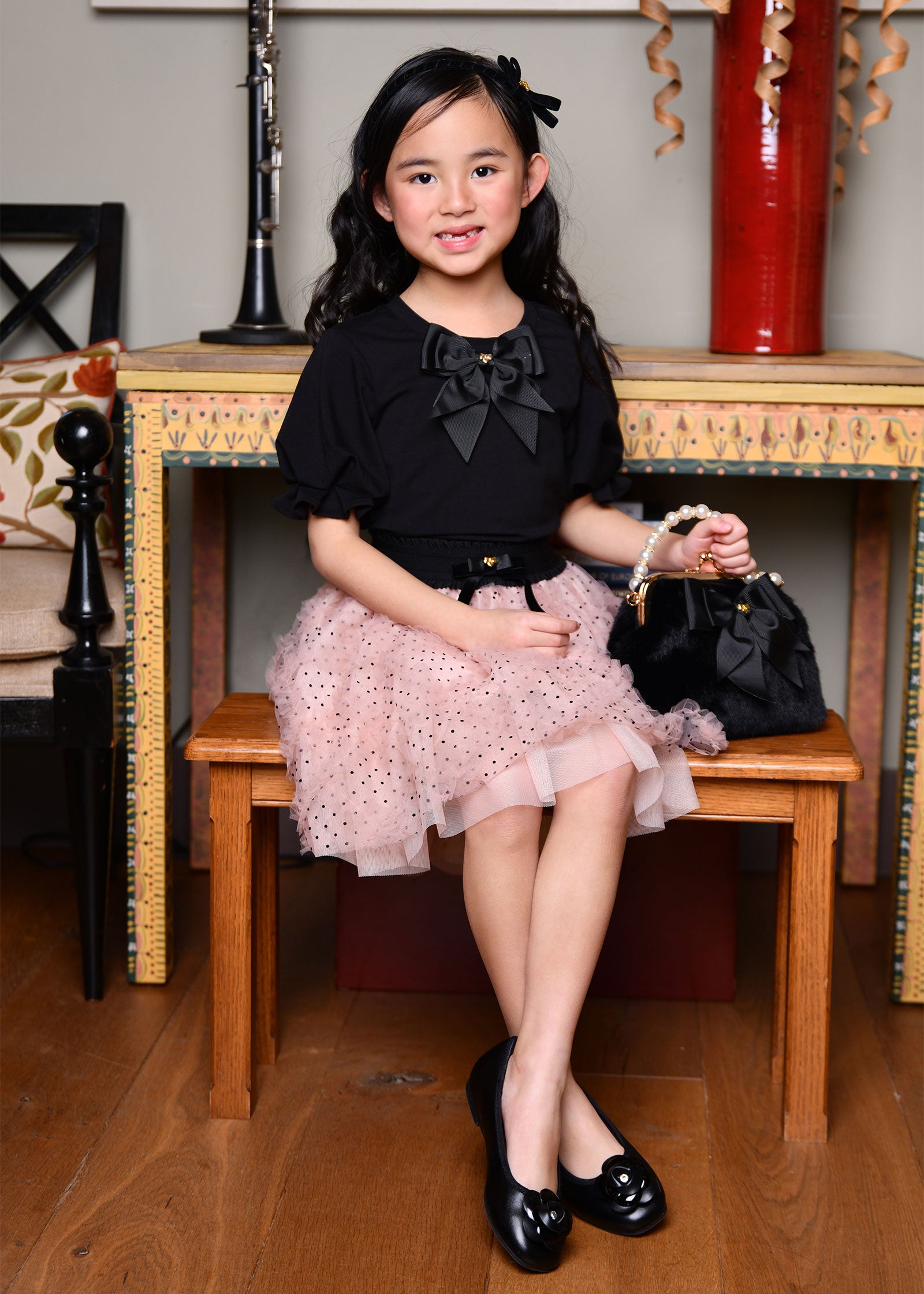 Aira Pleated Sleeve Top Black