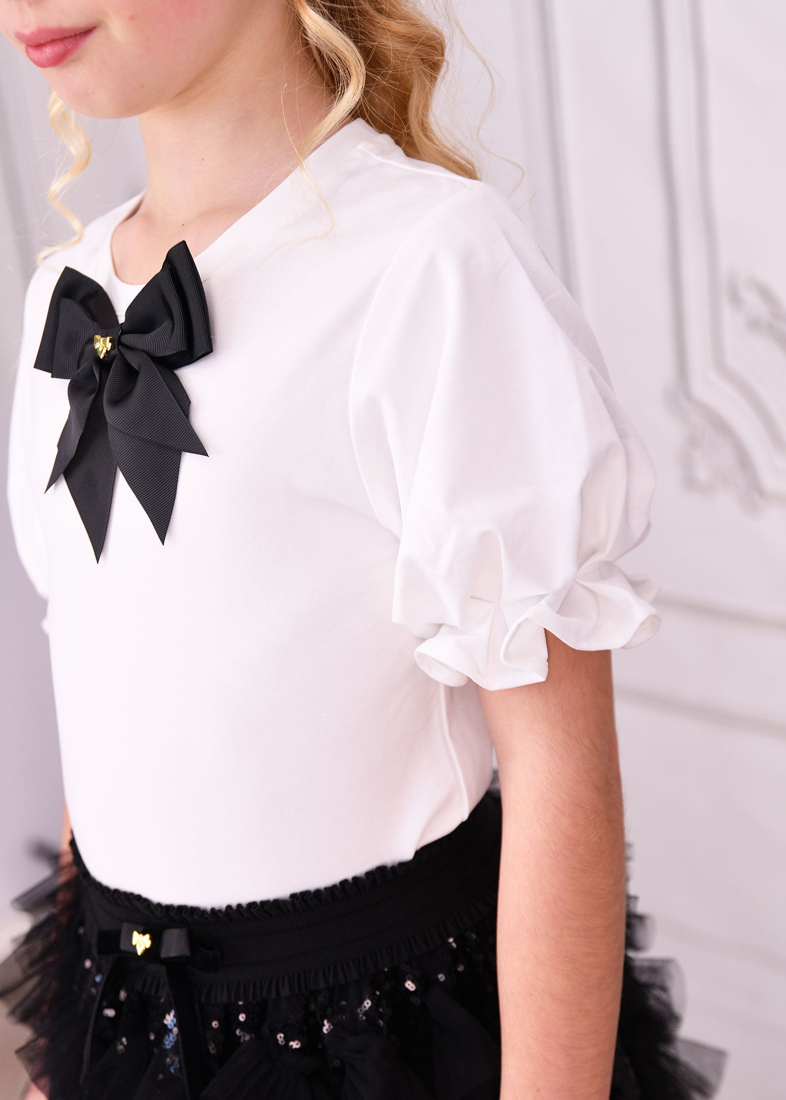 Aira Pleated Sleeve Top Snowdrop