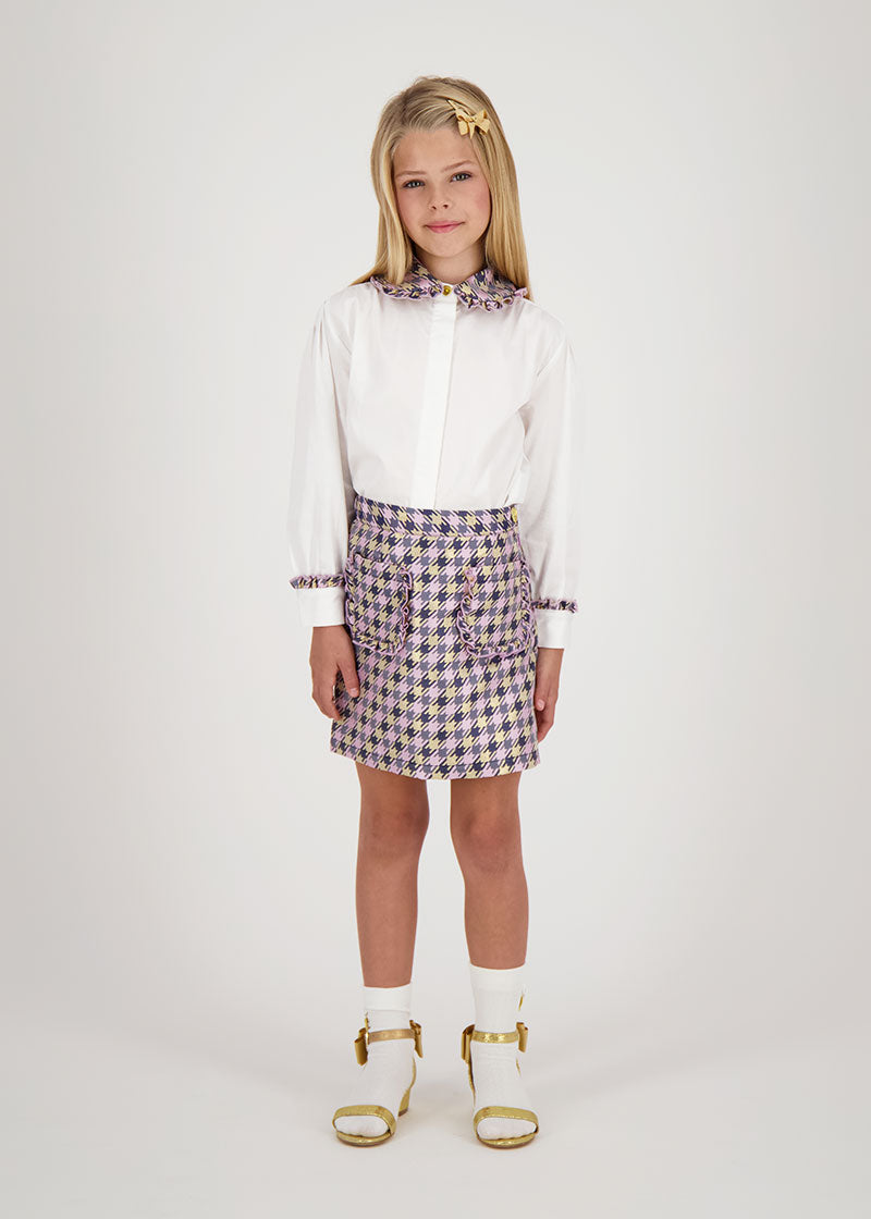 Aleta Houndstooth Skirt Lilac