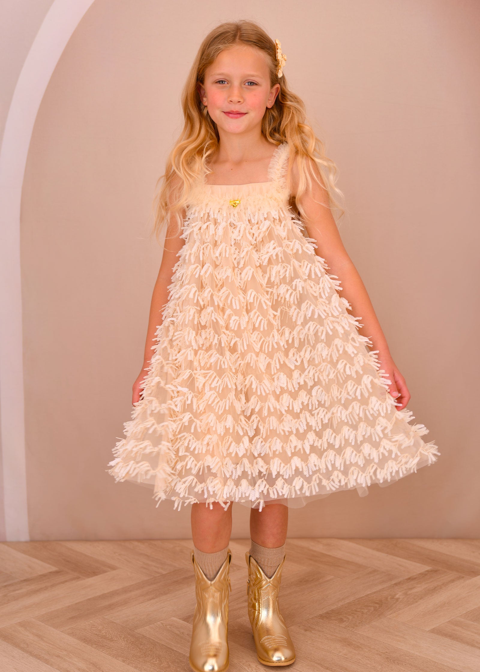 Angel's Face - Alison Sequin Strappy Dress Champagne