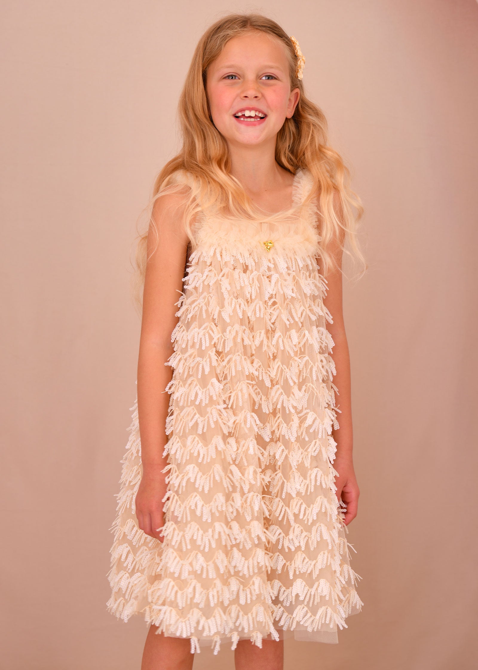 Alison Sequin Strappy Dress Champagne