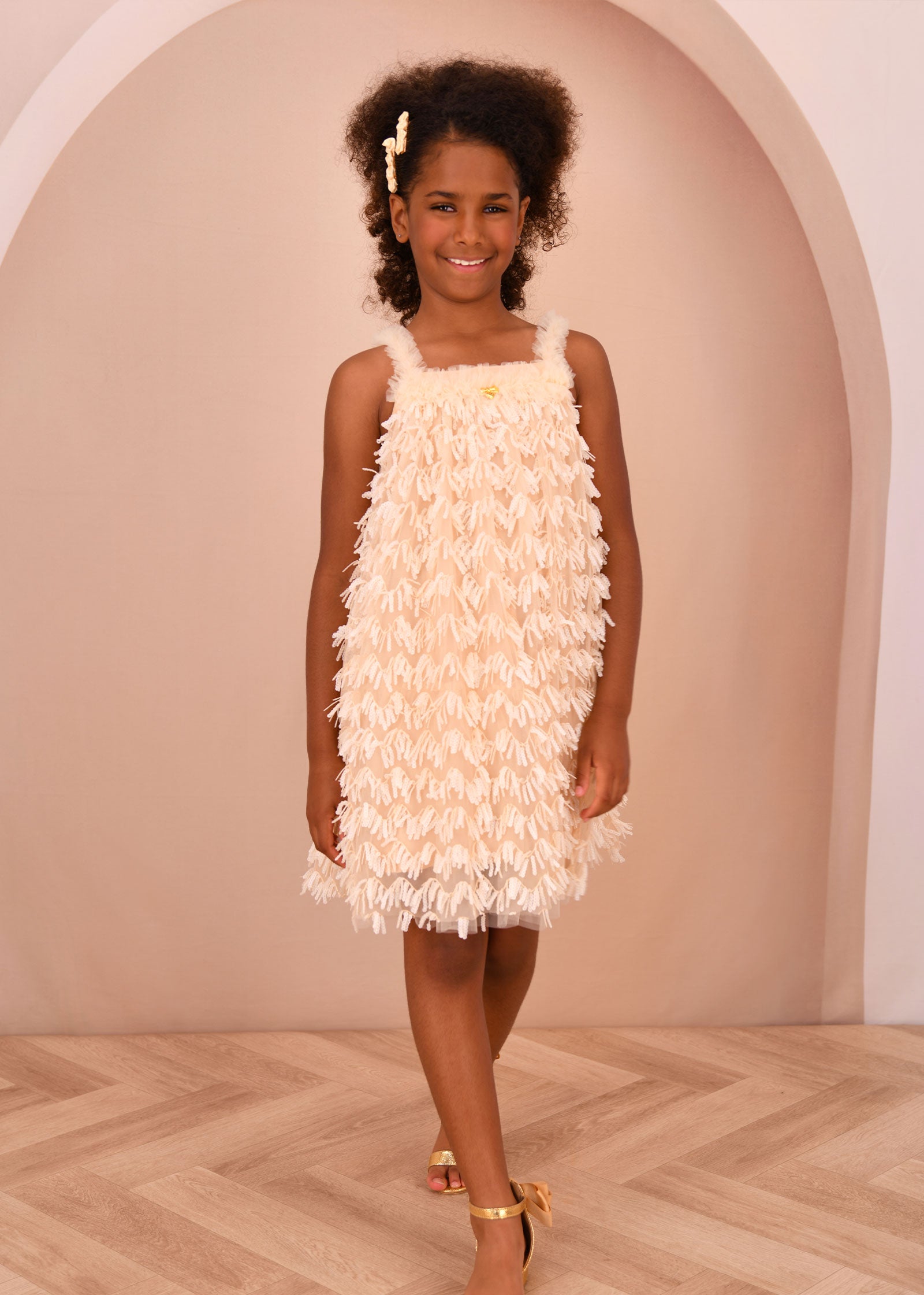 Alison Sequin Strappy Dress Champagne