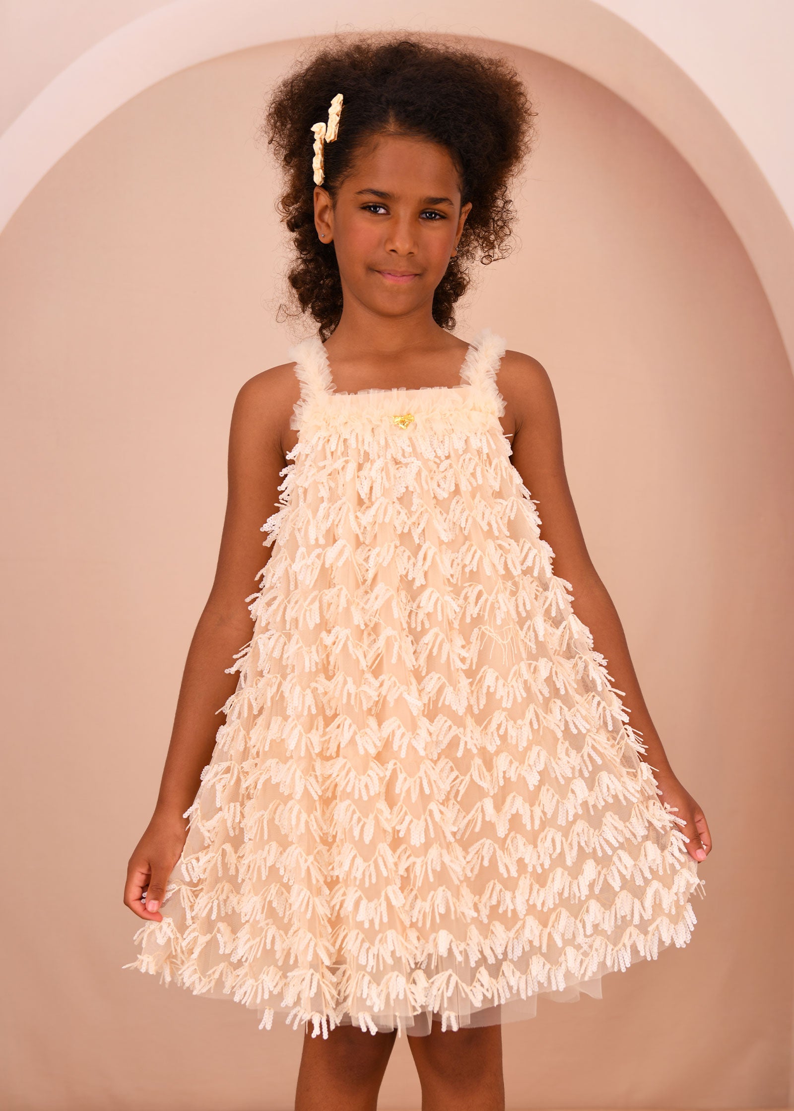 Alison Sequin Strappy Dress Champagne