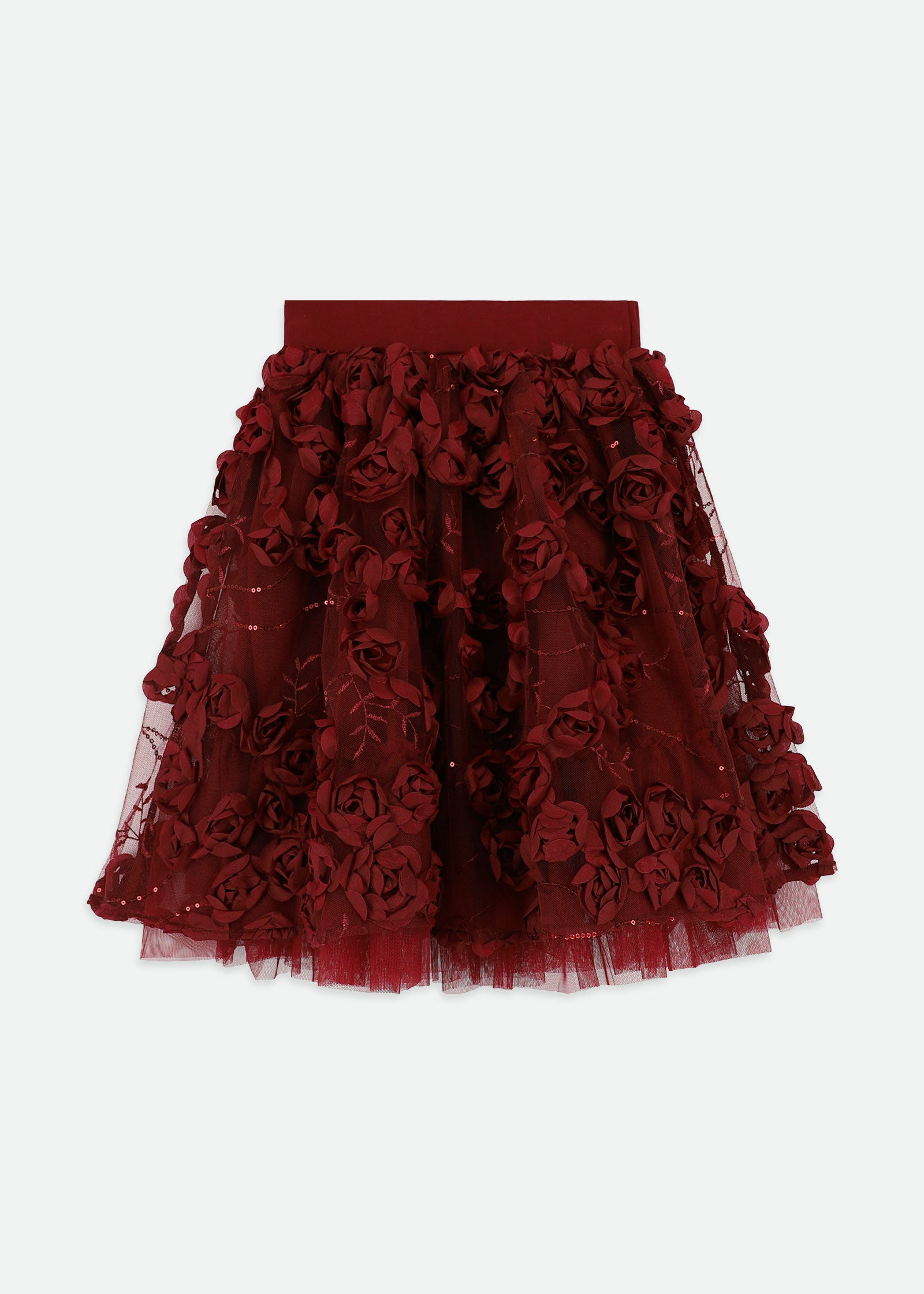 Aliza Sequin And 3D Flower Long Skirt Port