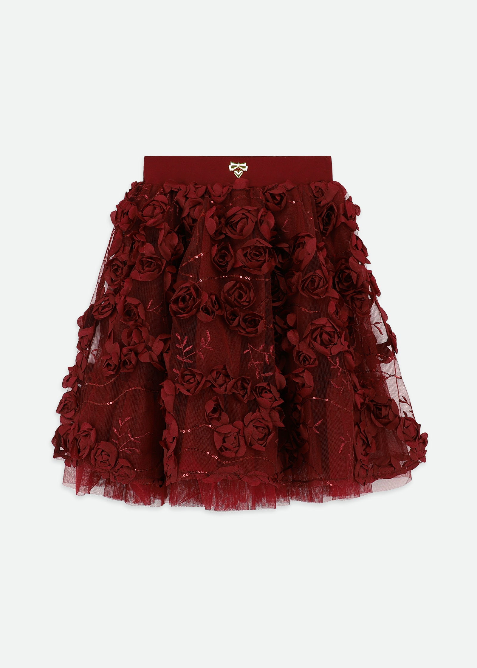 Aliza Sequin And 3D Flower Long Skirt Port
