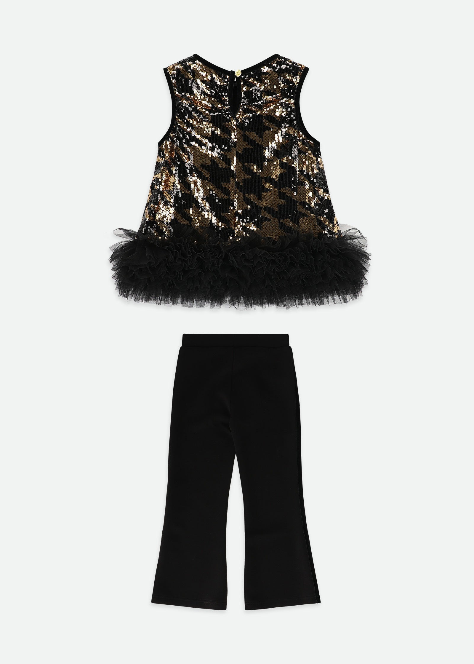 Amber Sequin Top and Trouser Set Black/Gold