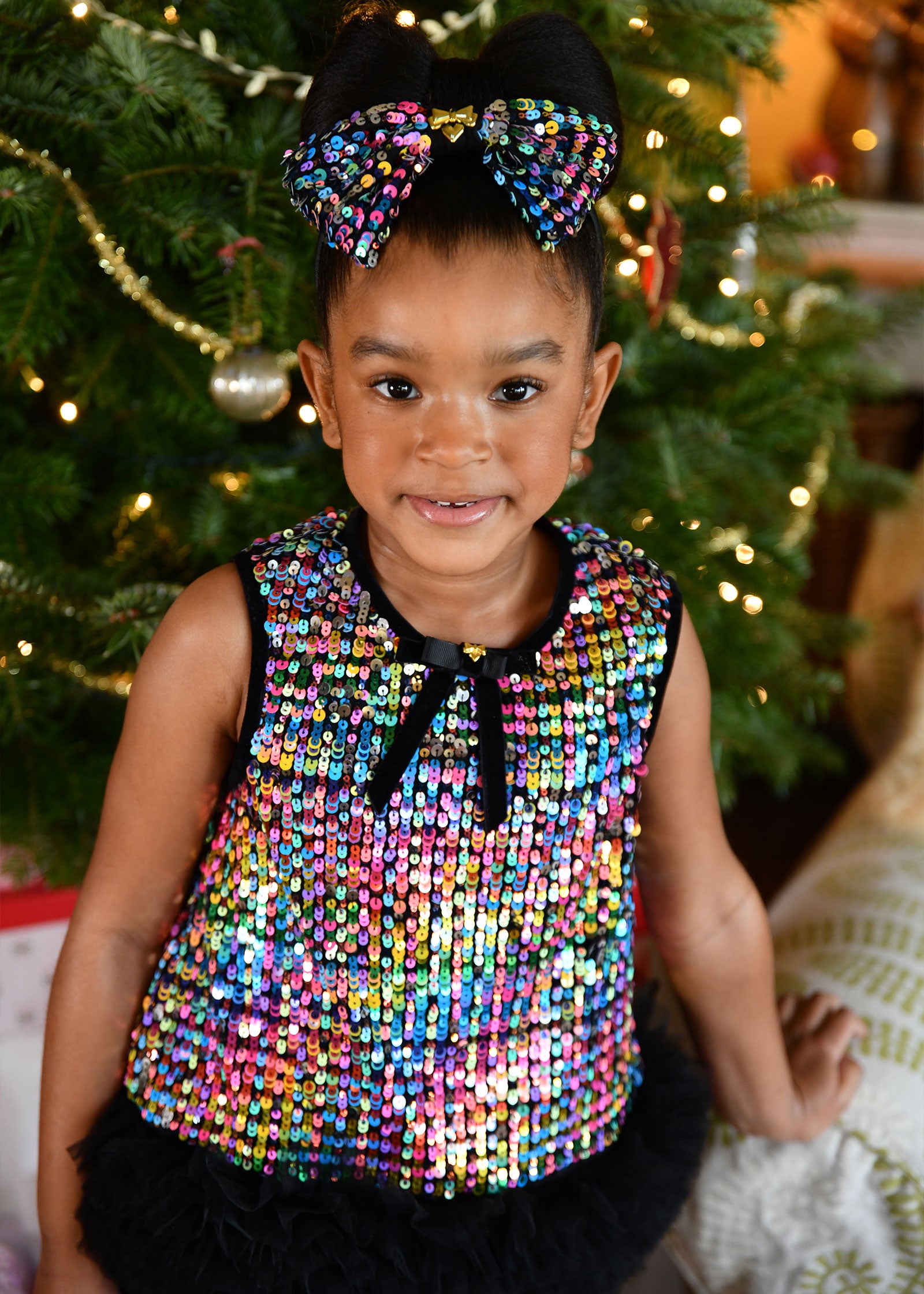 Amber Multi Sequin Top and Trousers Set Black Multi
