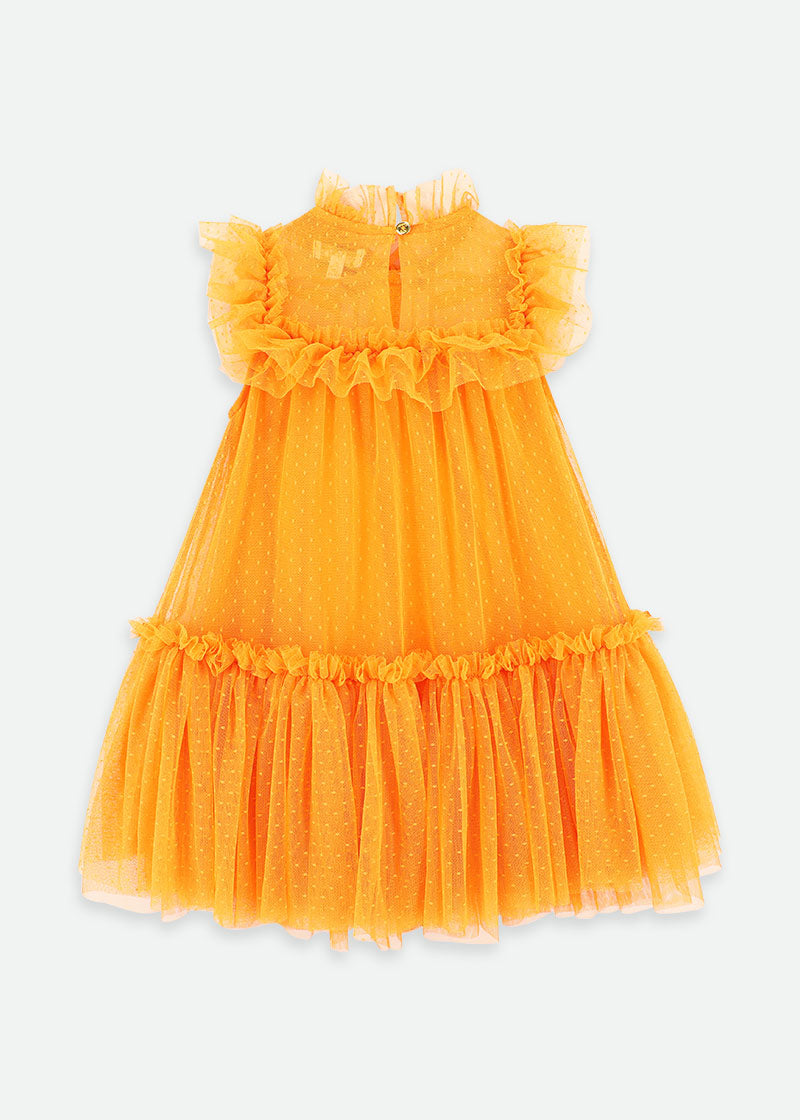 Andrea Spotted Tulle Dress Orange