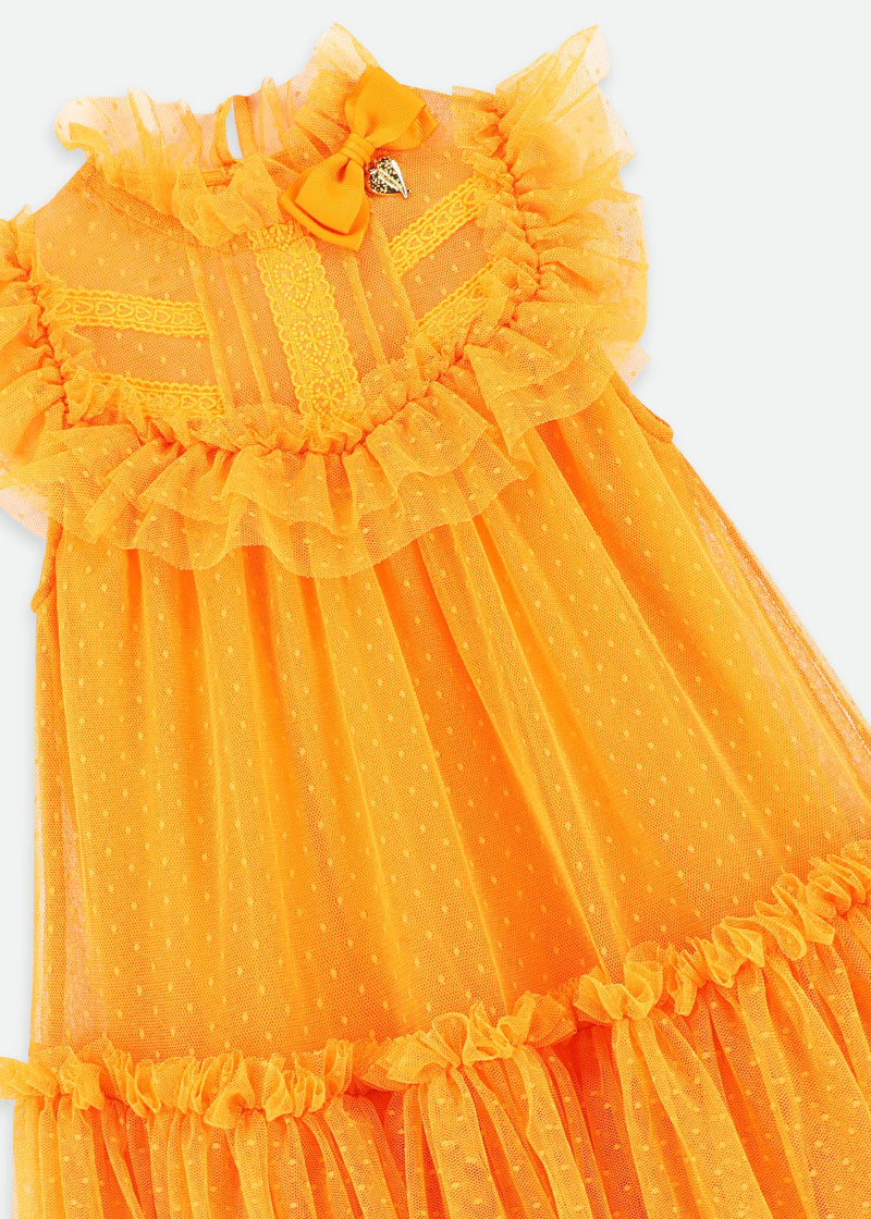 Andrea Spotted Tulle Dress Orange