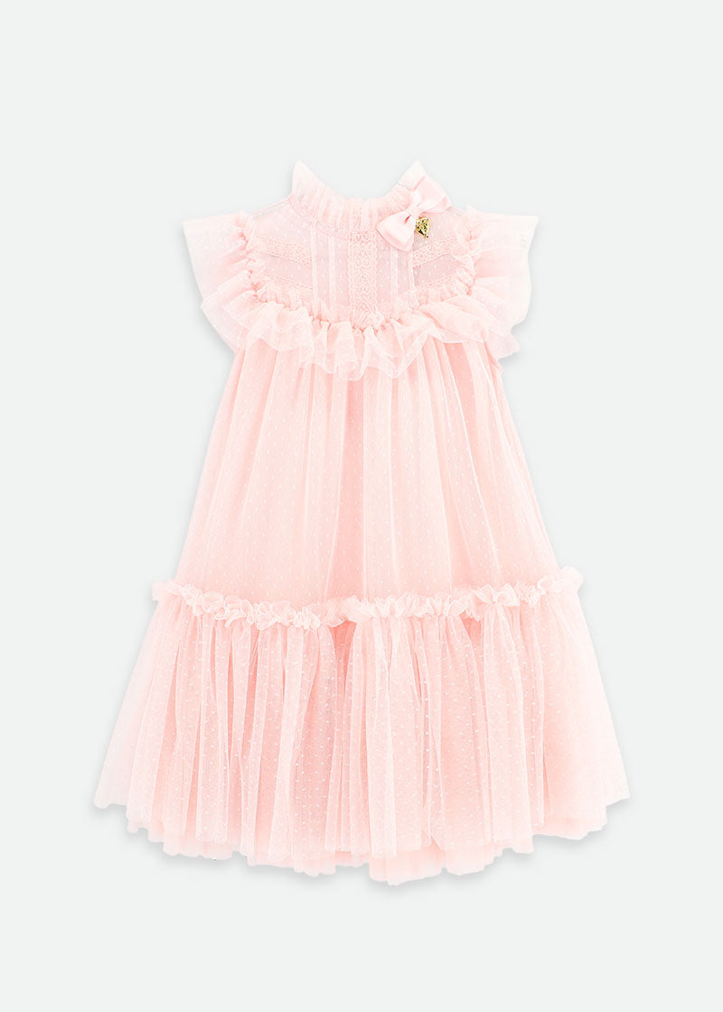 Andrea Spotted Tulle Dress Pale Pink