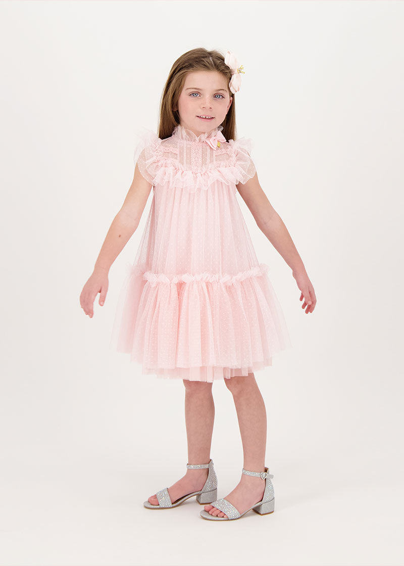 Andrea Spotted Tulle Dress Pale Pink